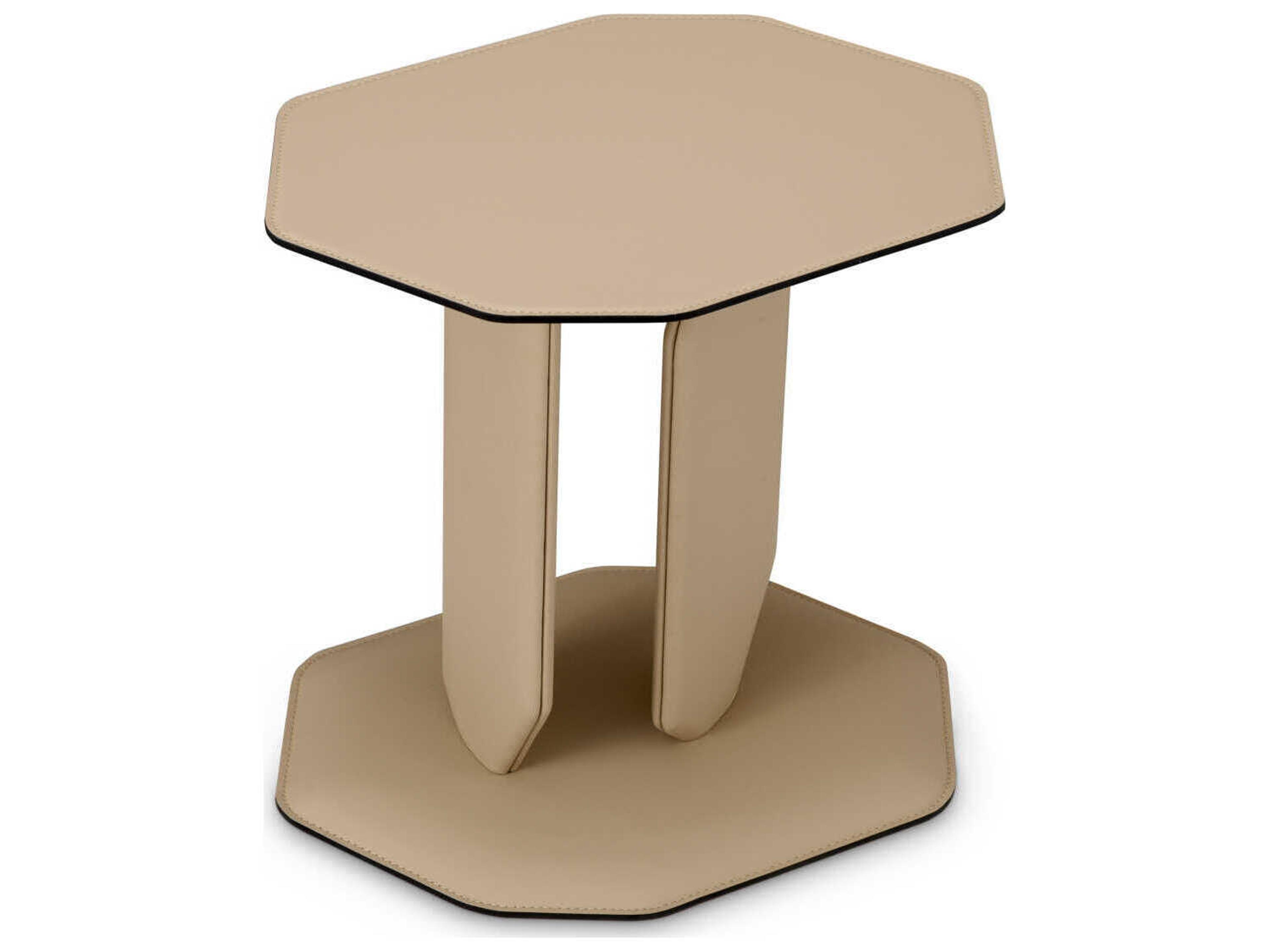 Eichholtz Maurizio Faux Leather Light Brown Side Table