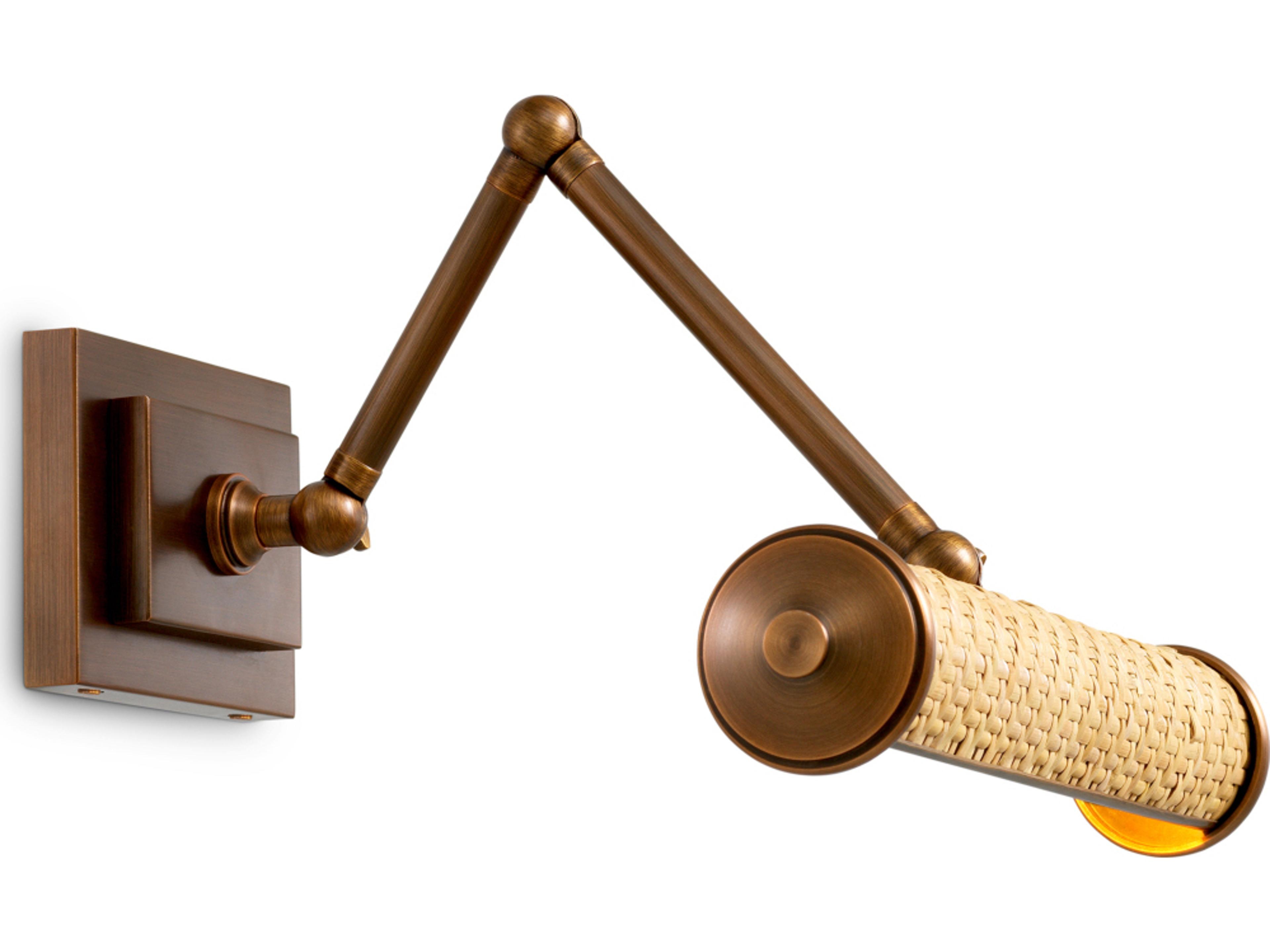 Natural Rattan X Antique Brass Wall Sconce