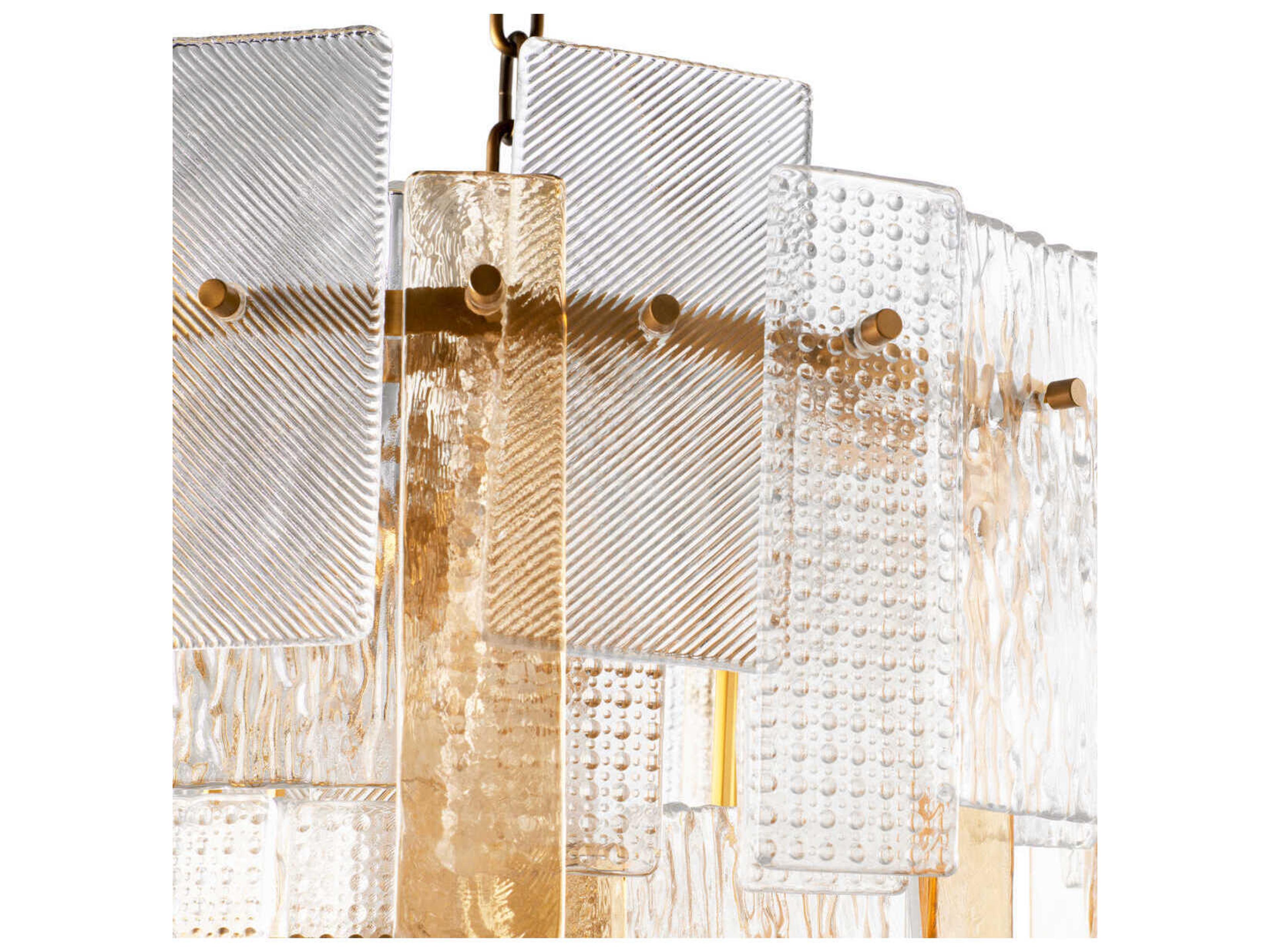 Eichholtz Cassiano Structure Glass Antique Brass Chandelier