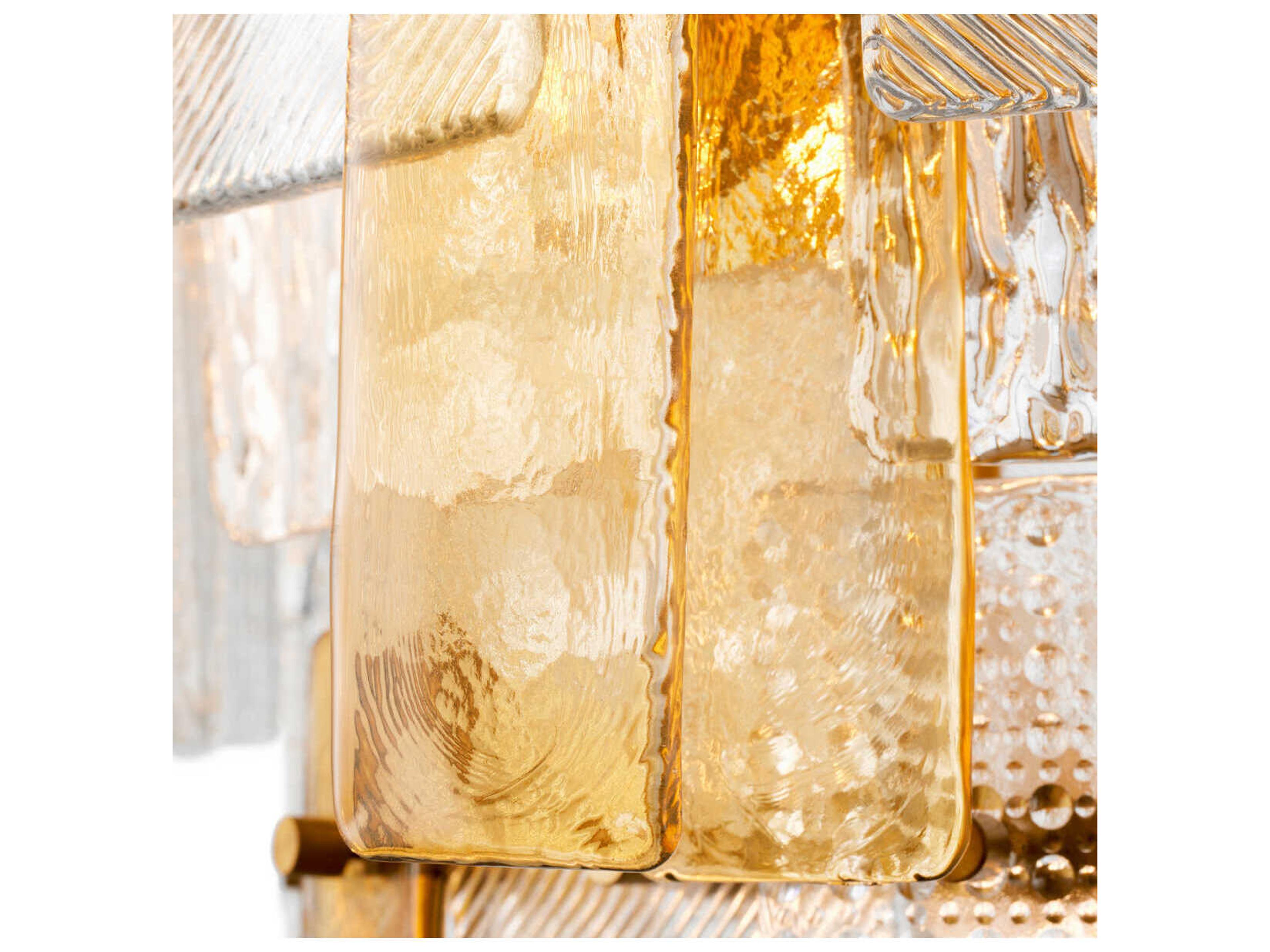 Eichholtz Cassiano Structure Glass Antique Brass Chandelier