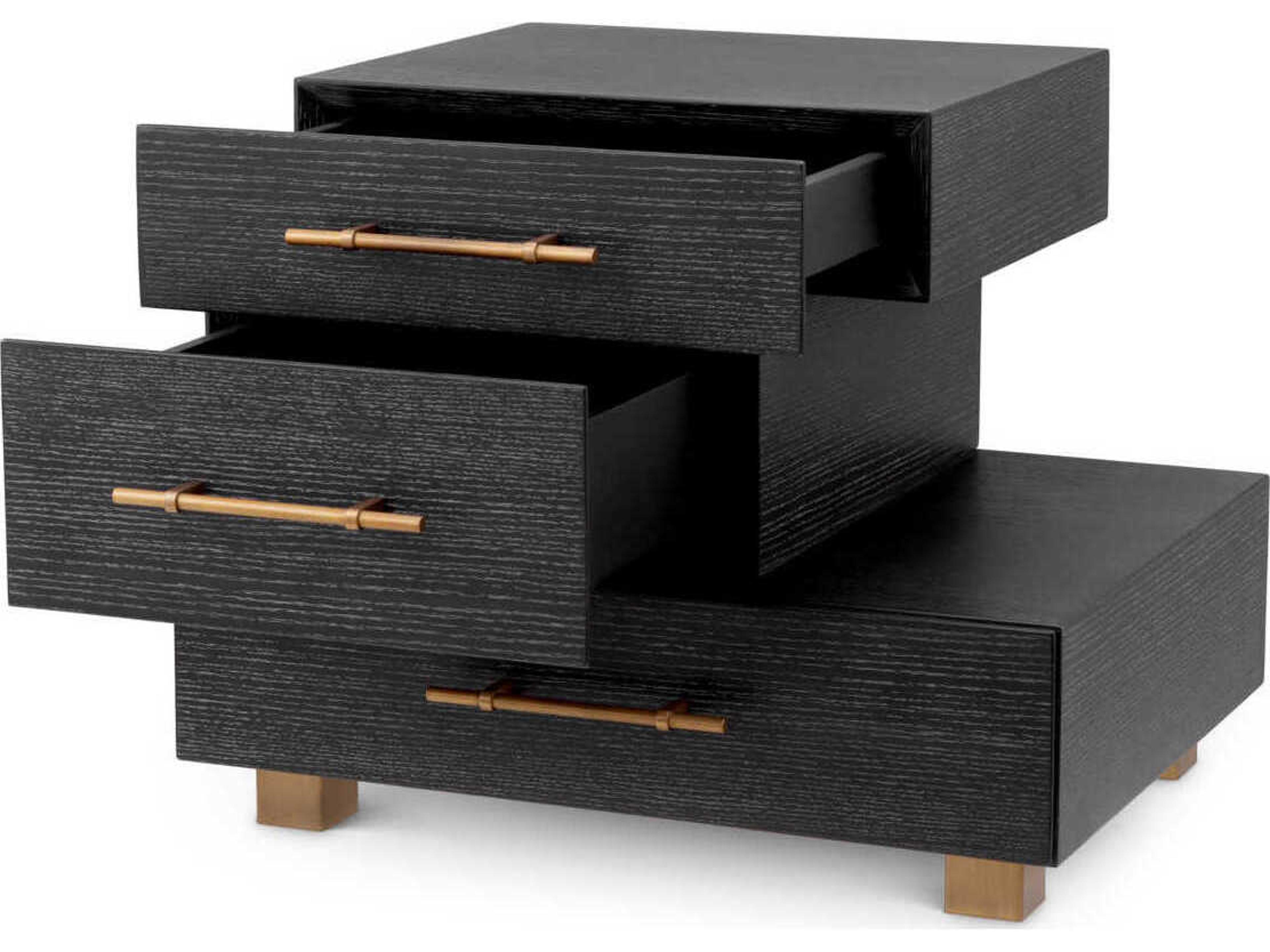 Eichholtz Evendale Charcoal Oak Veneer Nightstand