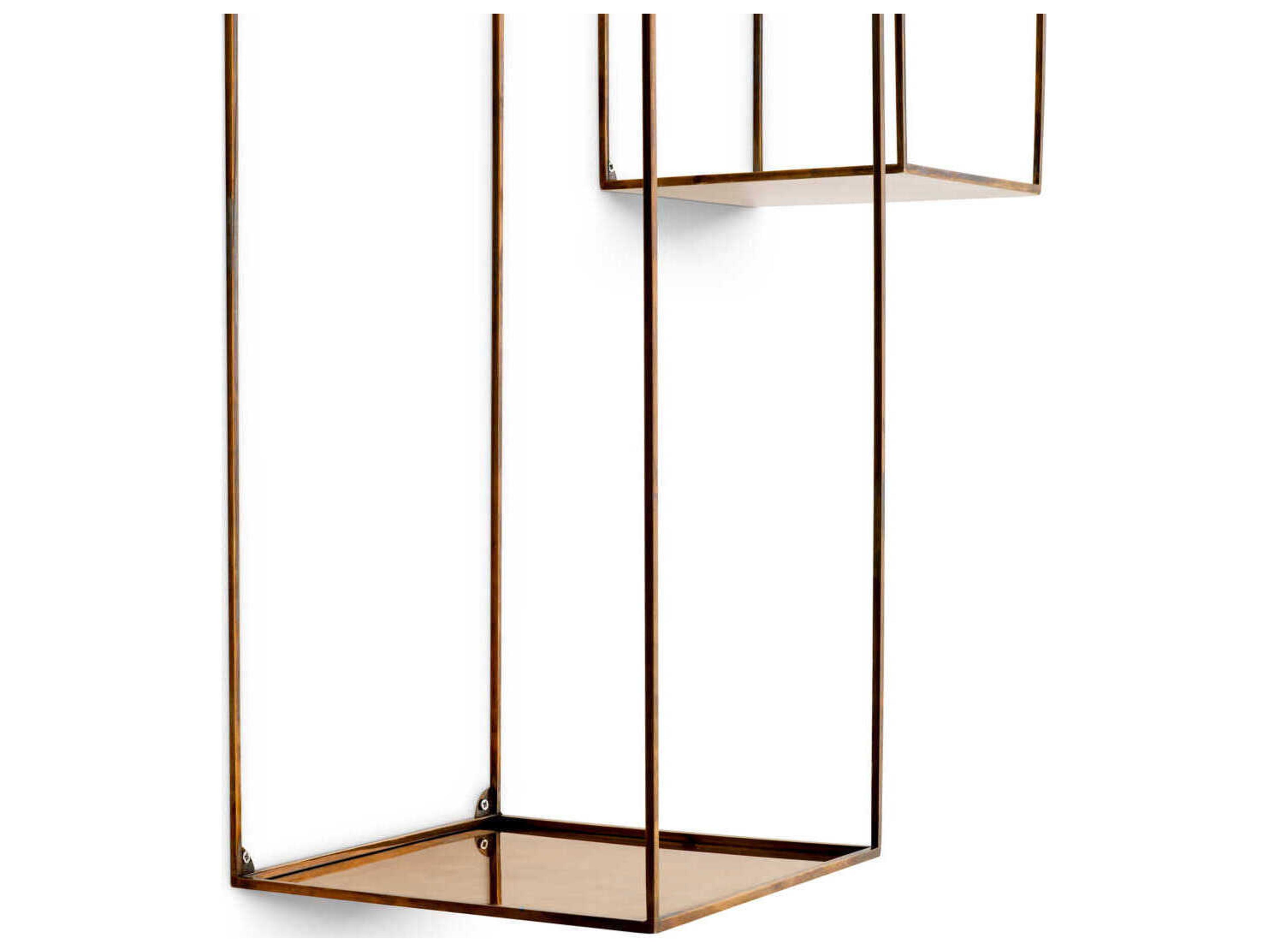 Eichholtz Deco Rectangular Vintage Brass Set of 2 Wall Rack
