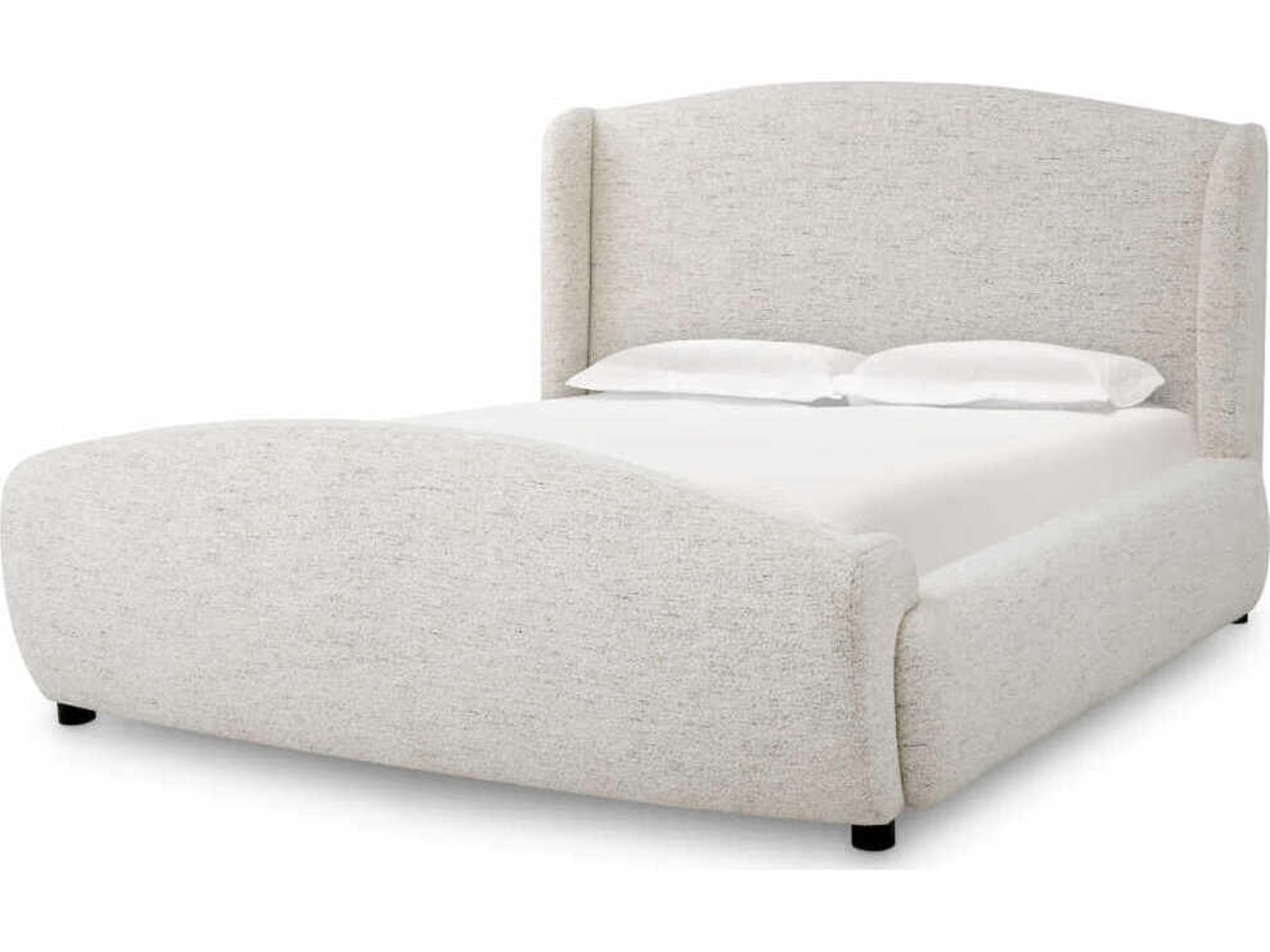 Mellory Upholstered Platform Bed Queen Seashell Off-White