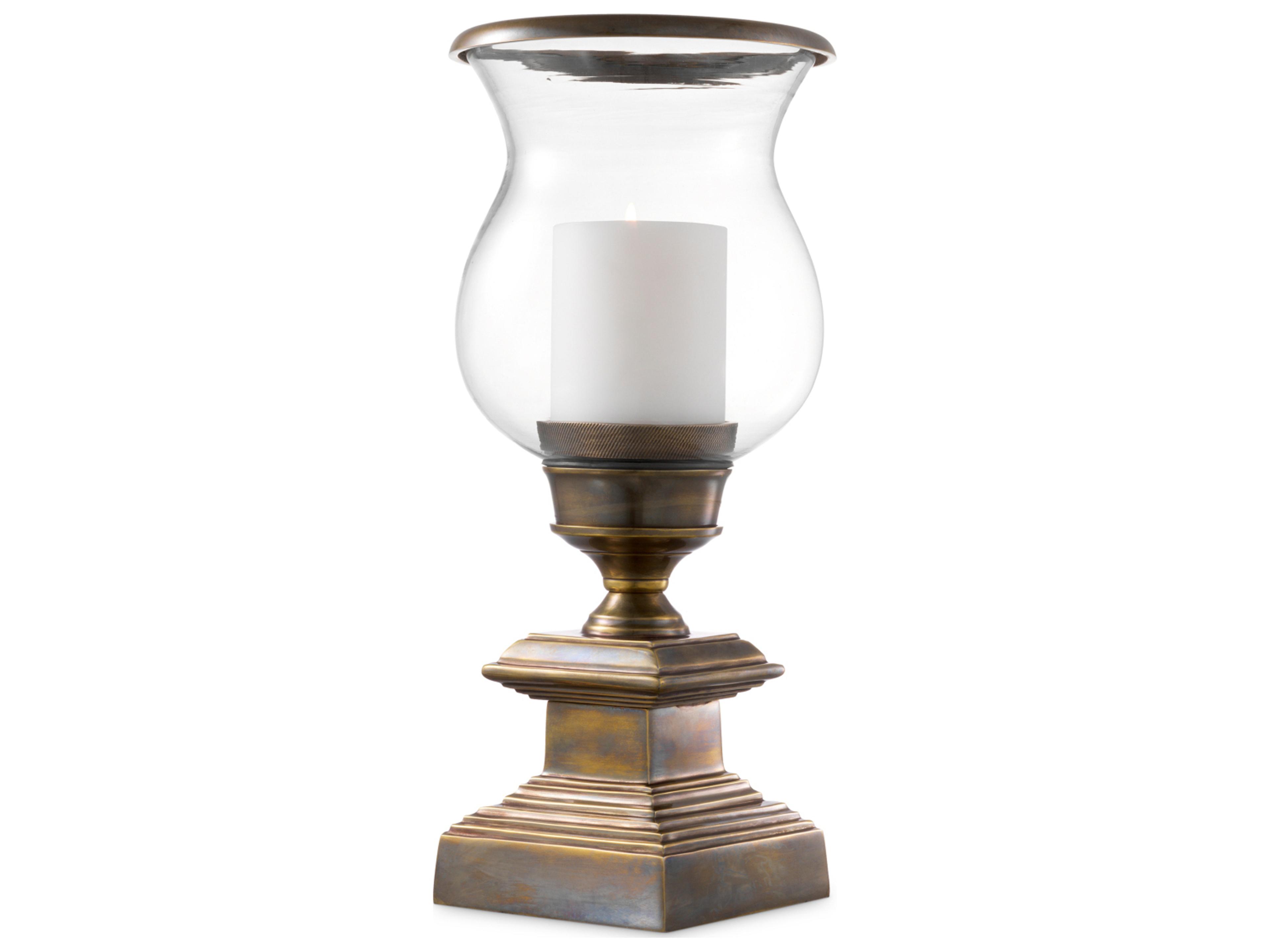 Vintage Brass X Clear Glass Candle Holder