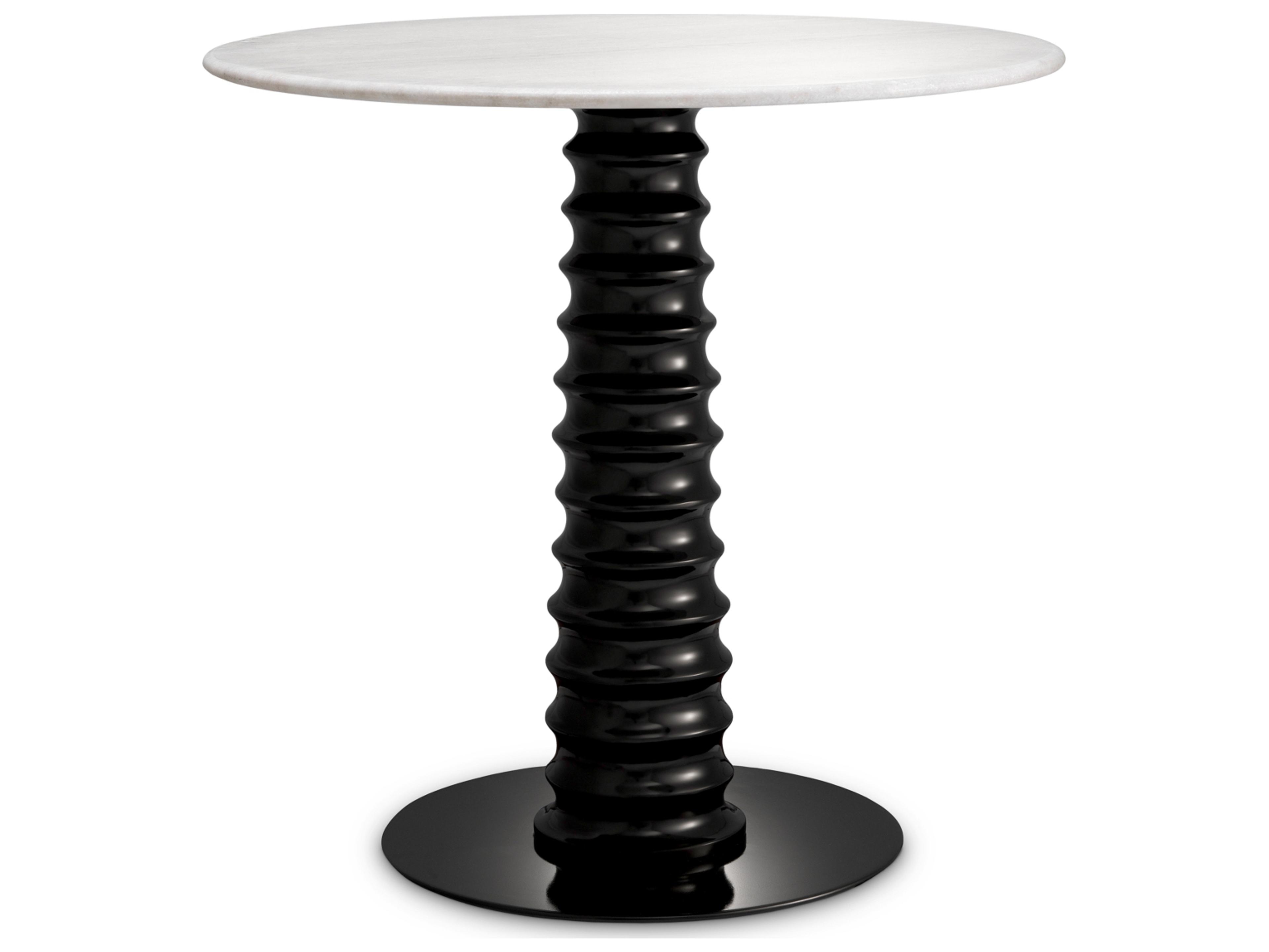 Round Black X White Marble Top Dining Table