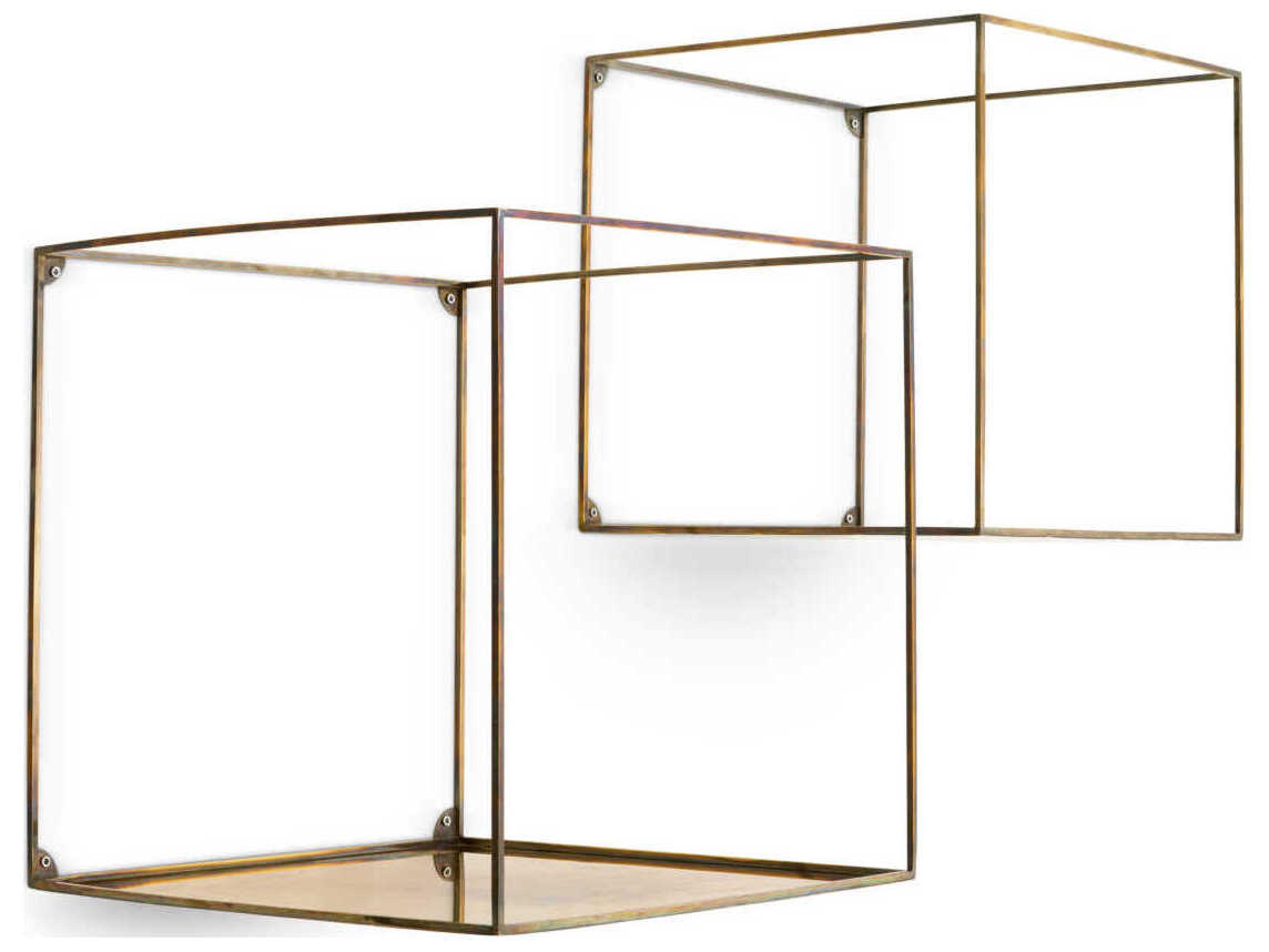Deco Square Vintage Brass Set of 2 Wall Rack