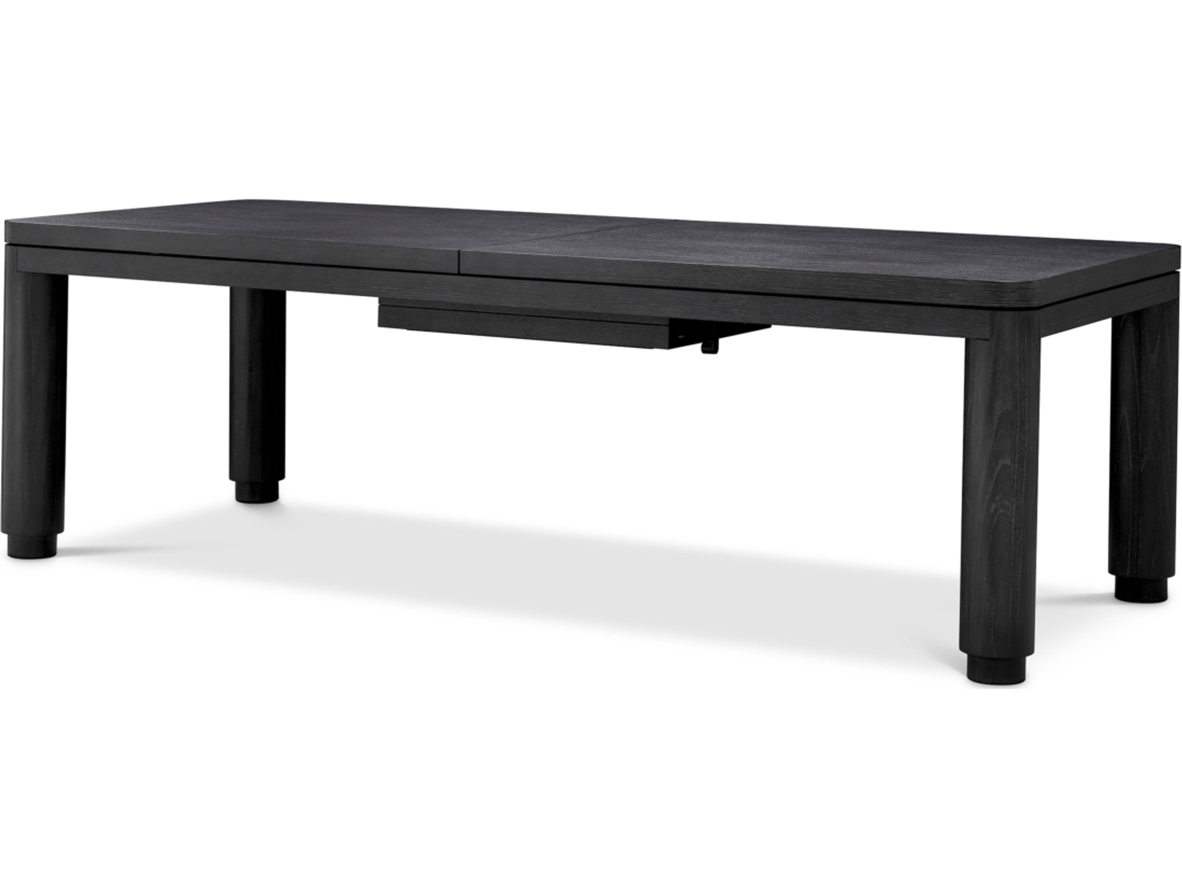 Rectangular Wood Charcoal Grey Oak Veneer Dining Table