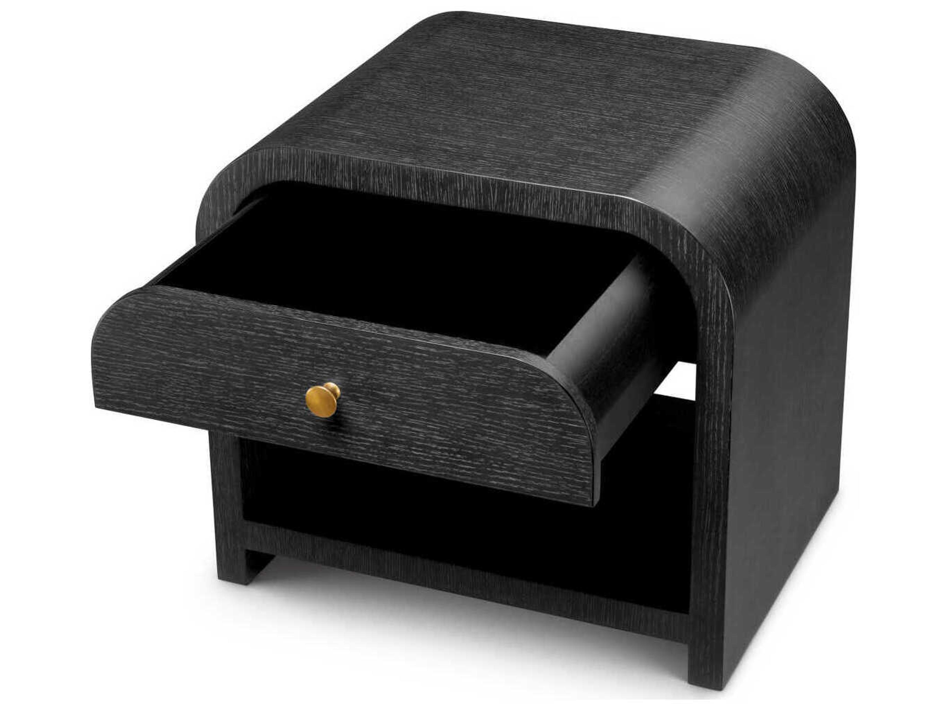 Eichholtz Rhodes Charcoal Grey Oak Veneer Nightstand