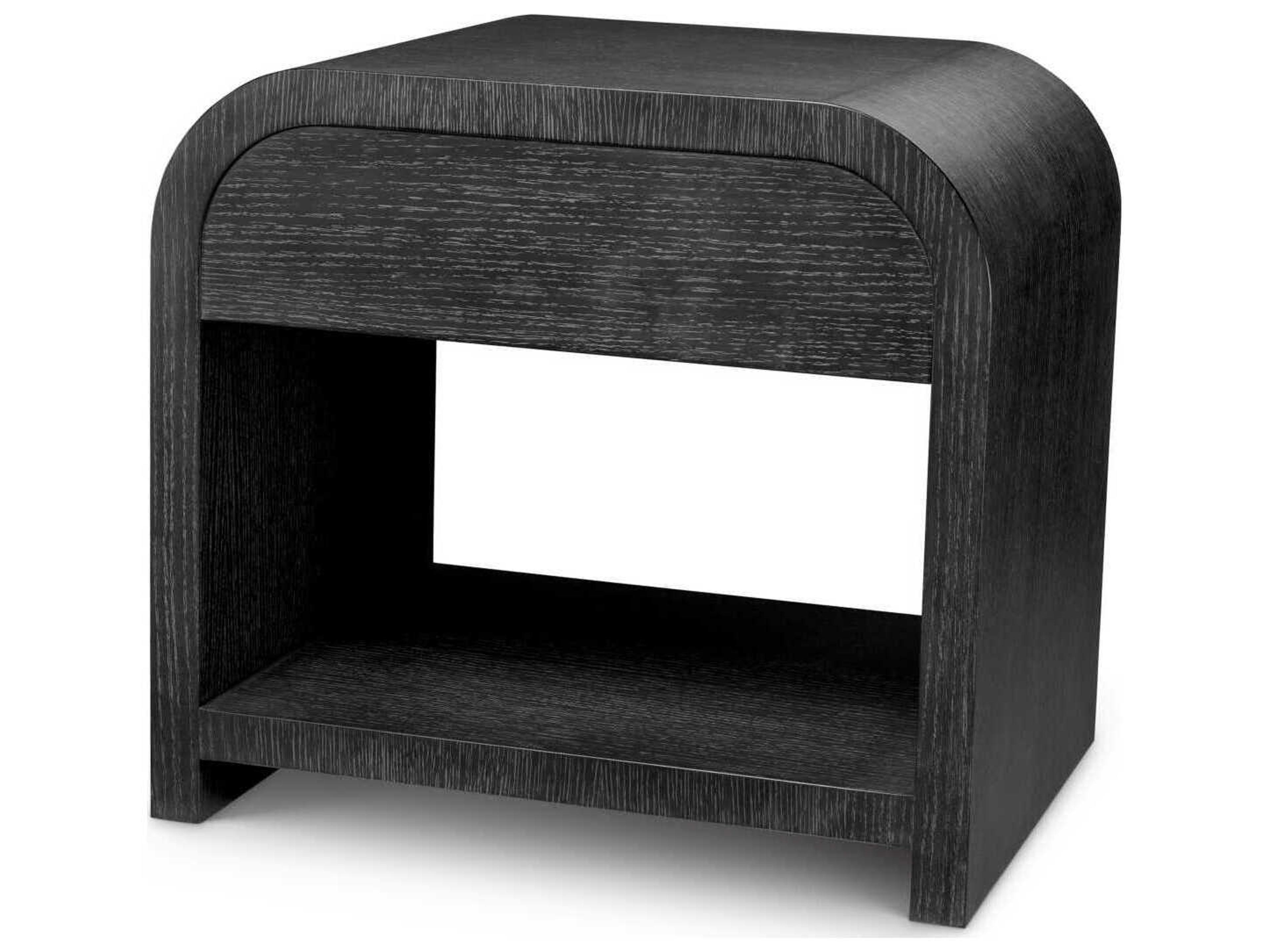 Eichholtz Rhodes Charcoal Grey Oak Veneer Nightstand