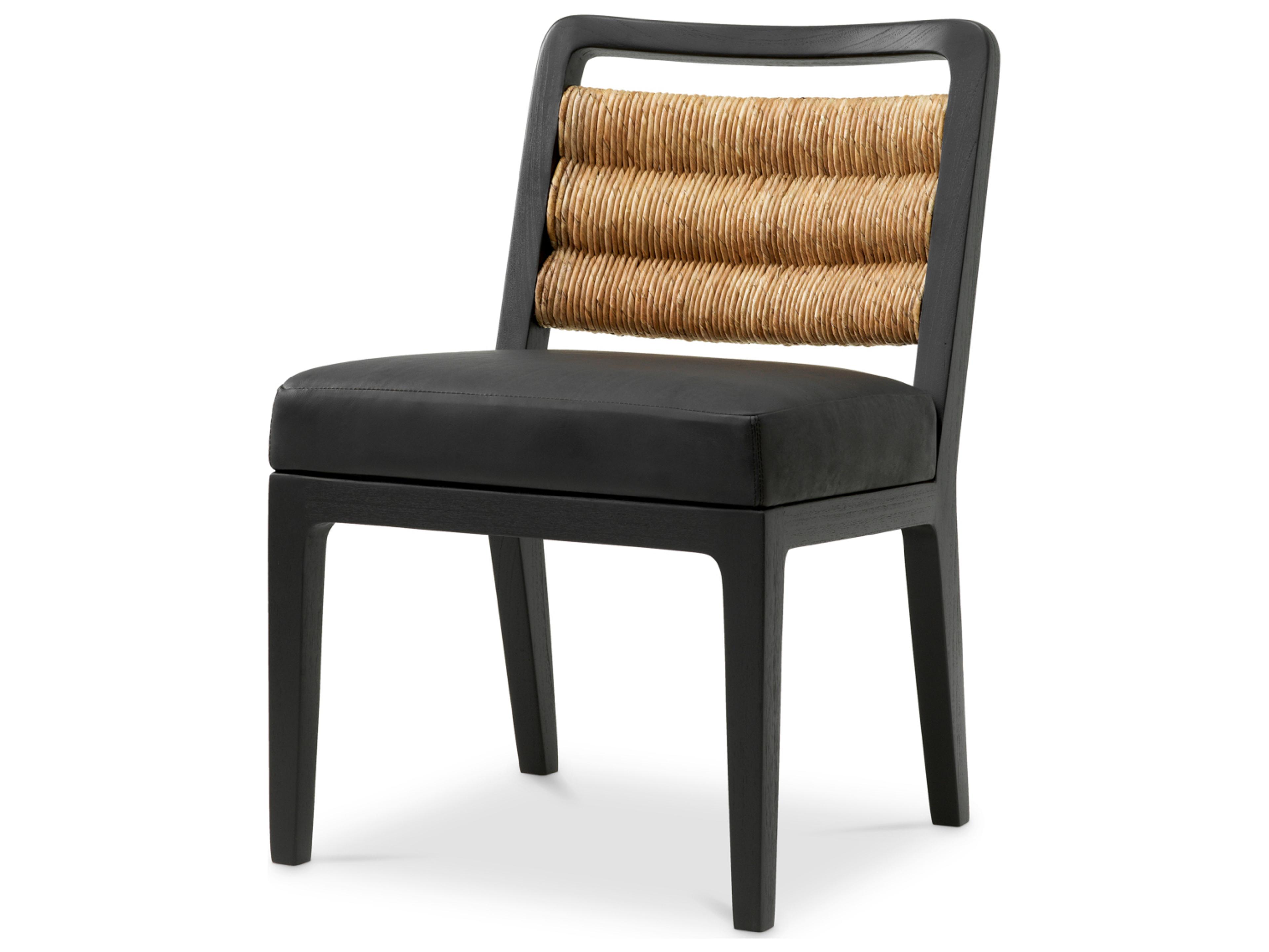 Black Leather Armless Dining Chair