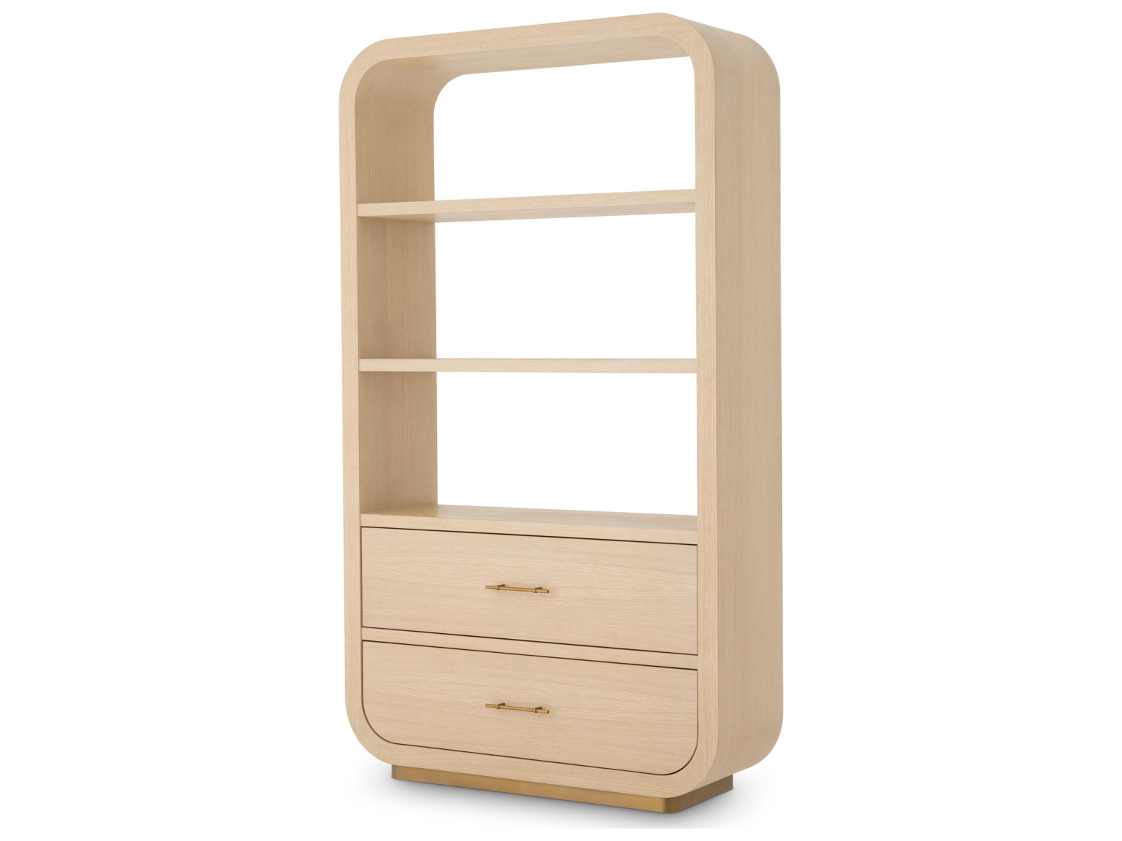 Natural Oak Veneer X Brass Bookcase