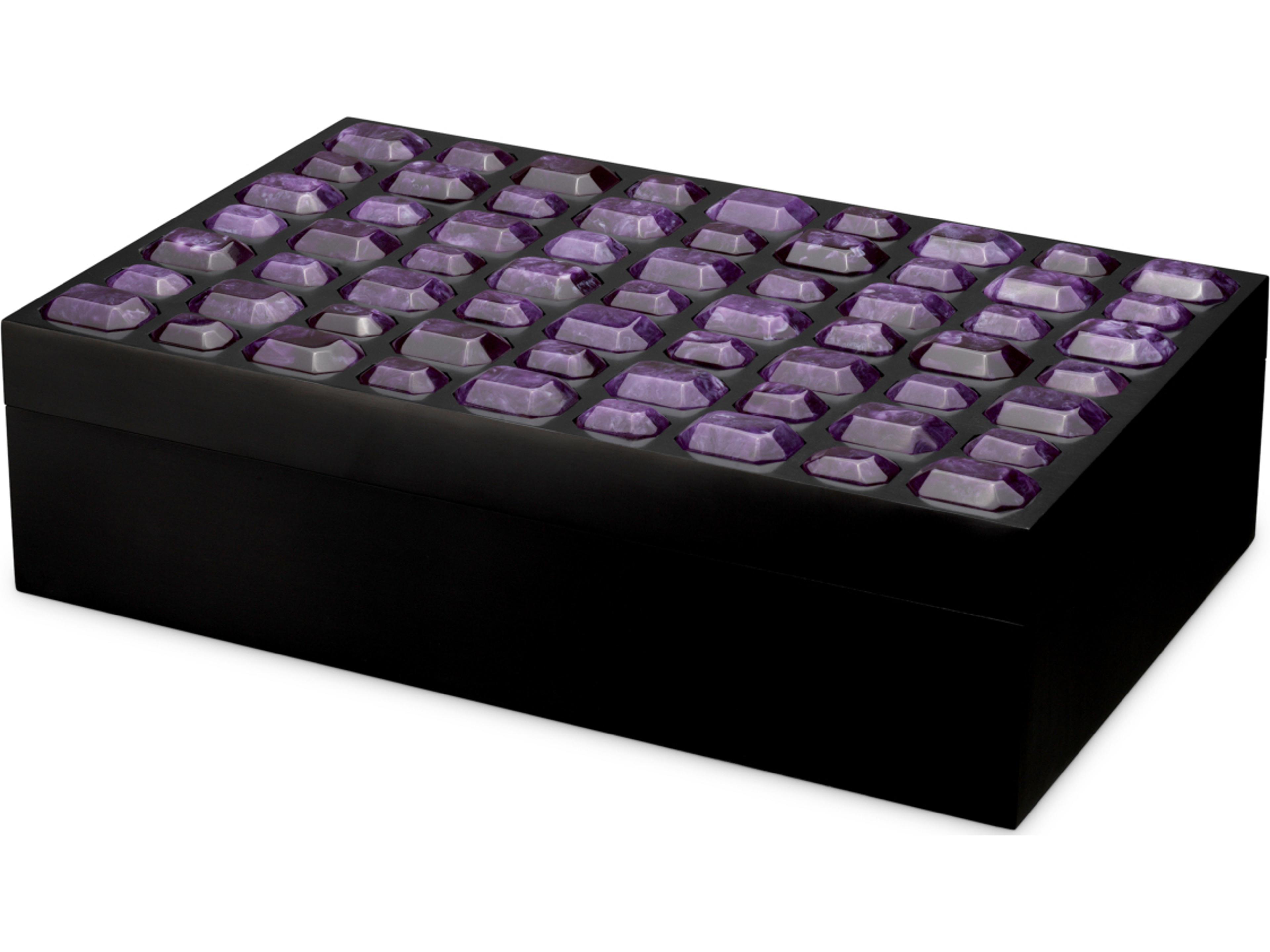 Black X Faux Amethyst Jewelry Box