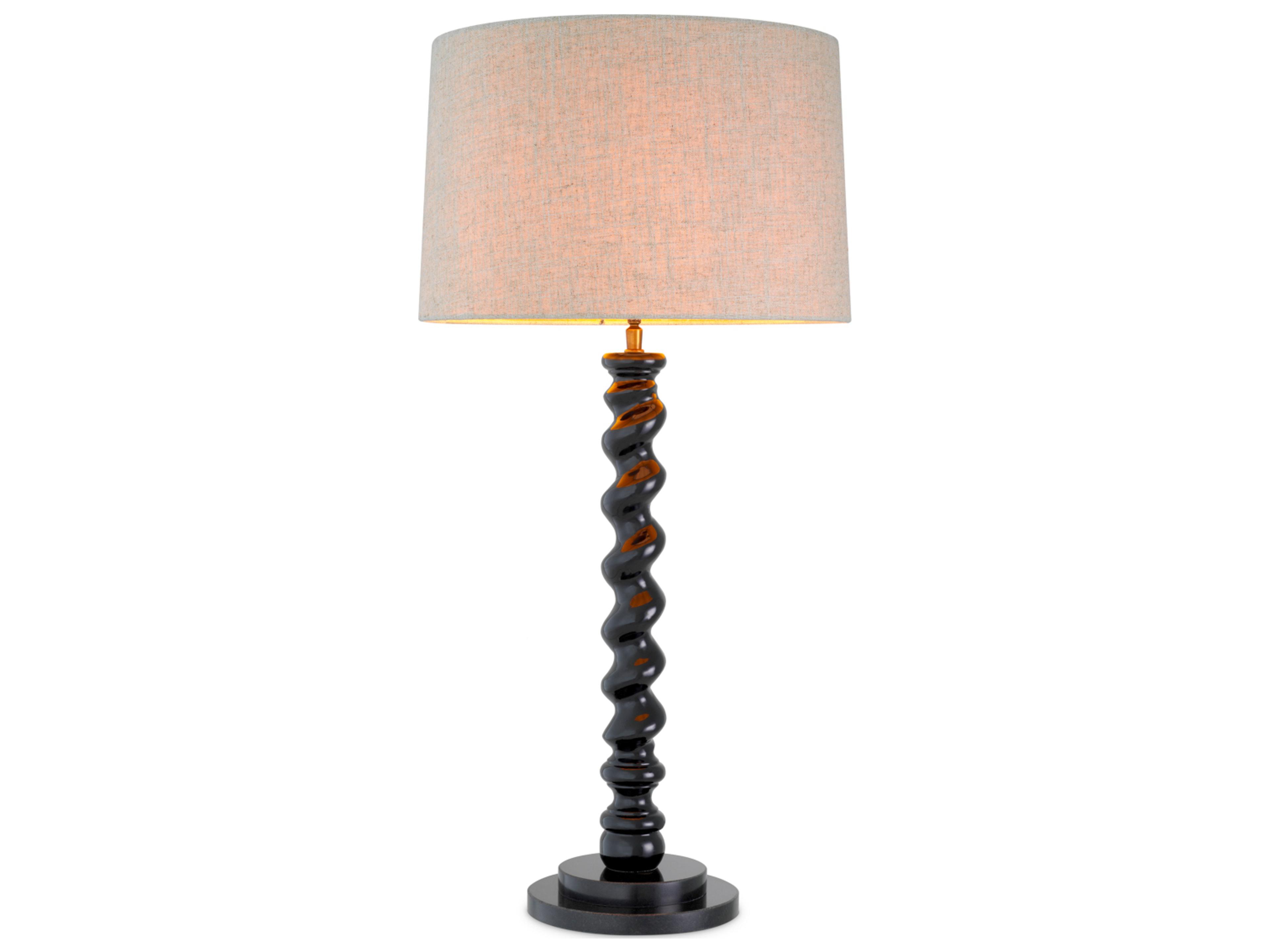 Piano Black X Granite Base Buffet Lamp