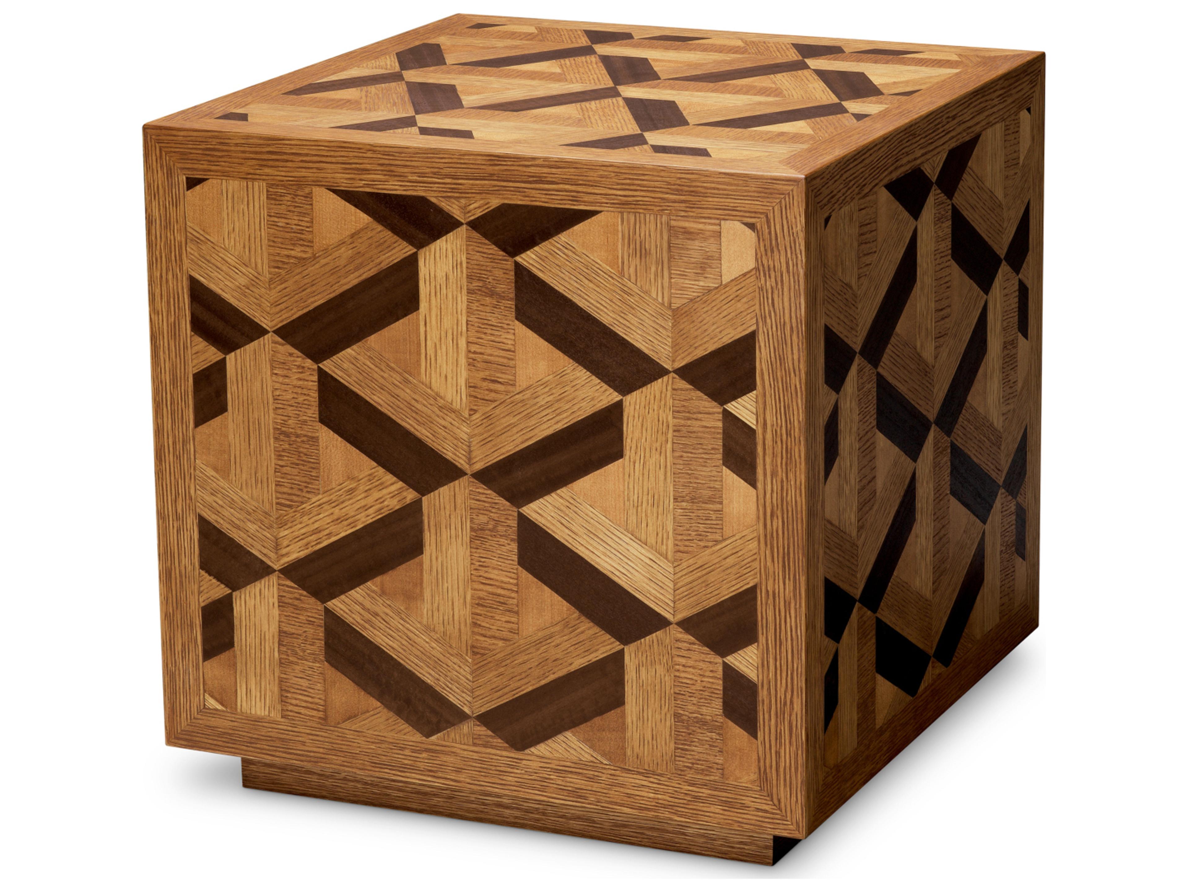 Square Wood Oak Veneer End Table