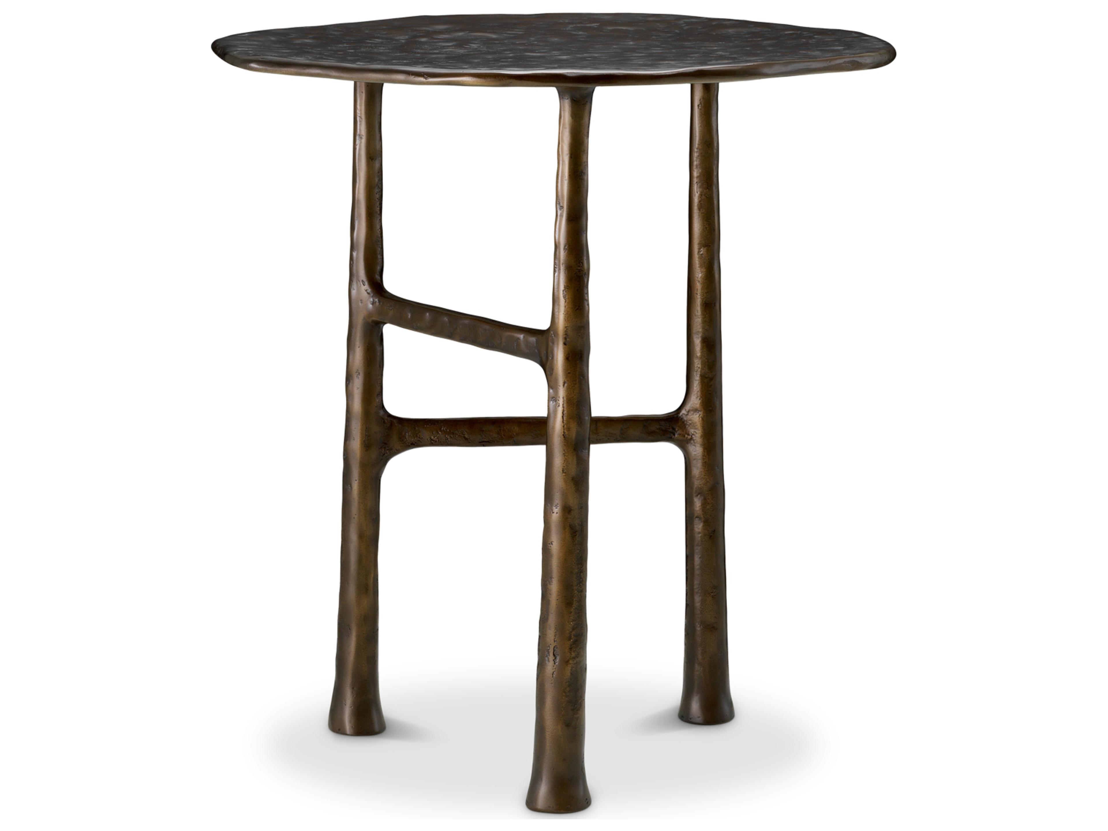 Round Metal Bronze End Table