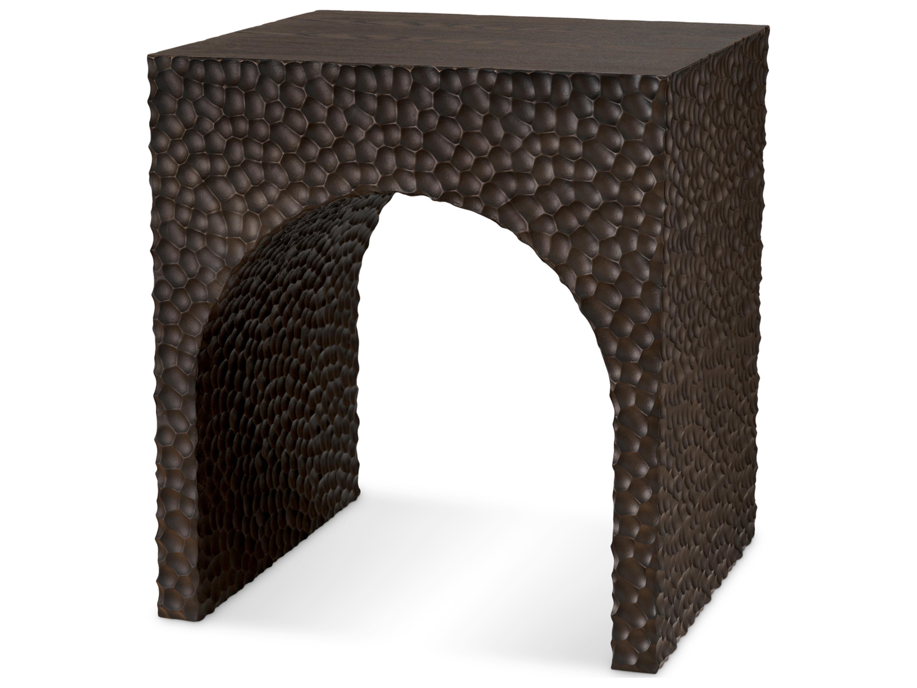 Rectangular Wood Ebony Oak Veneer End Table