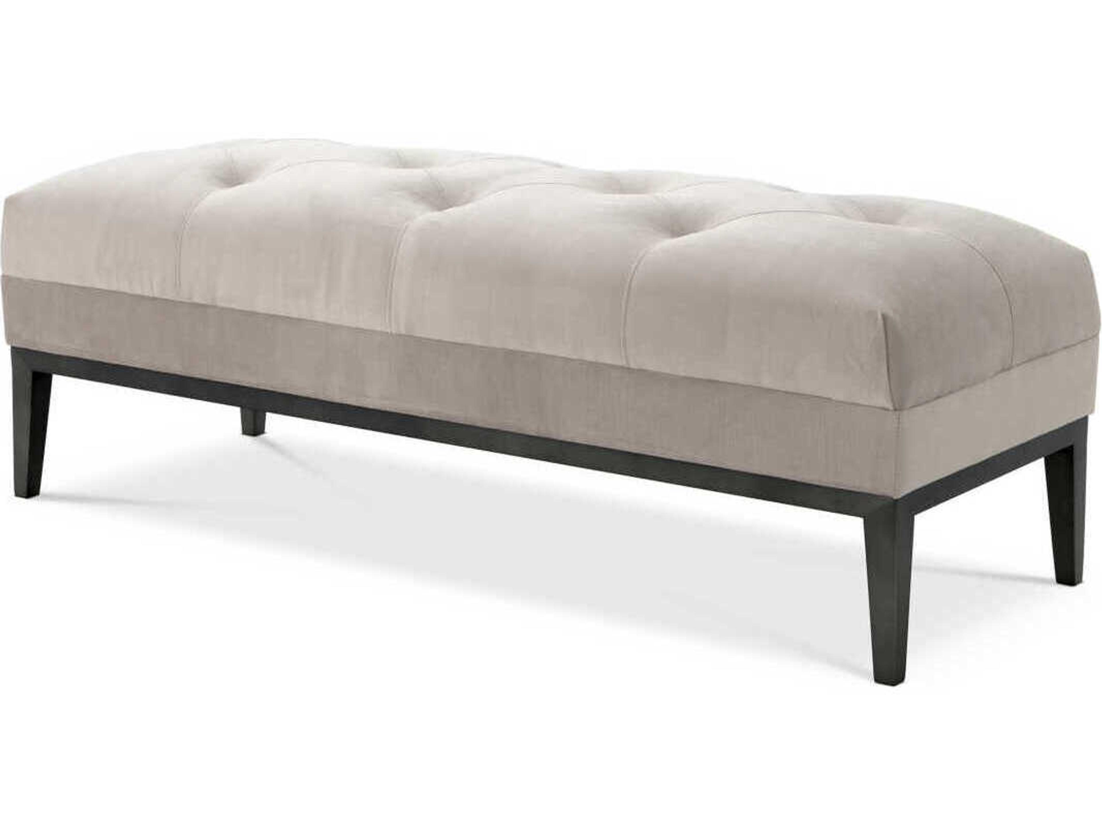 Cesare Pebble Grey Gunmetal Base Upholstered Accent Bench