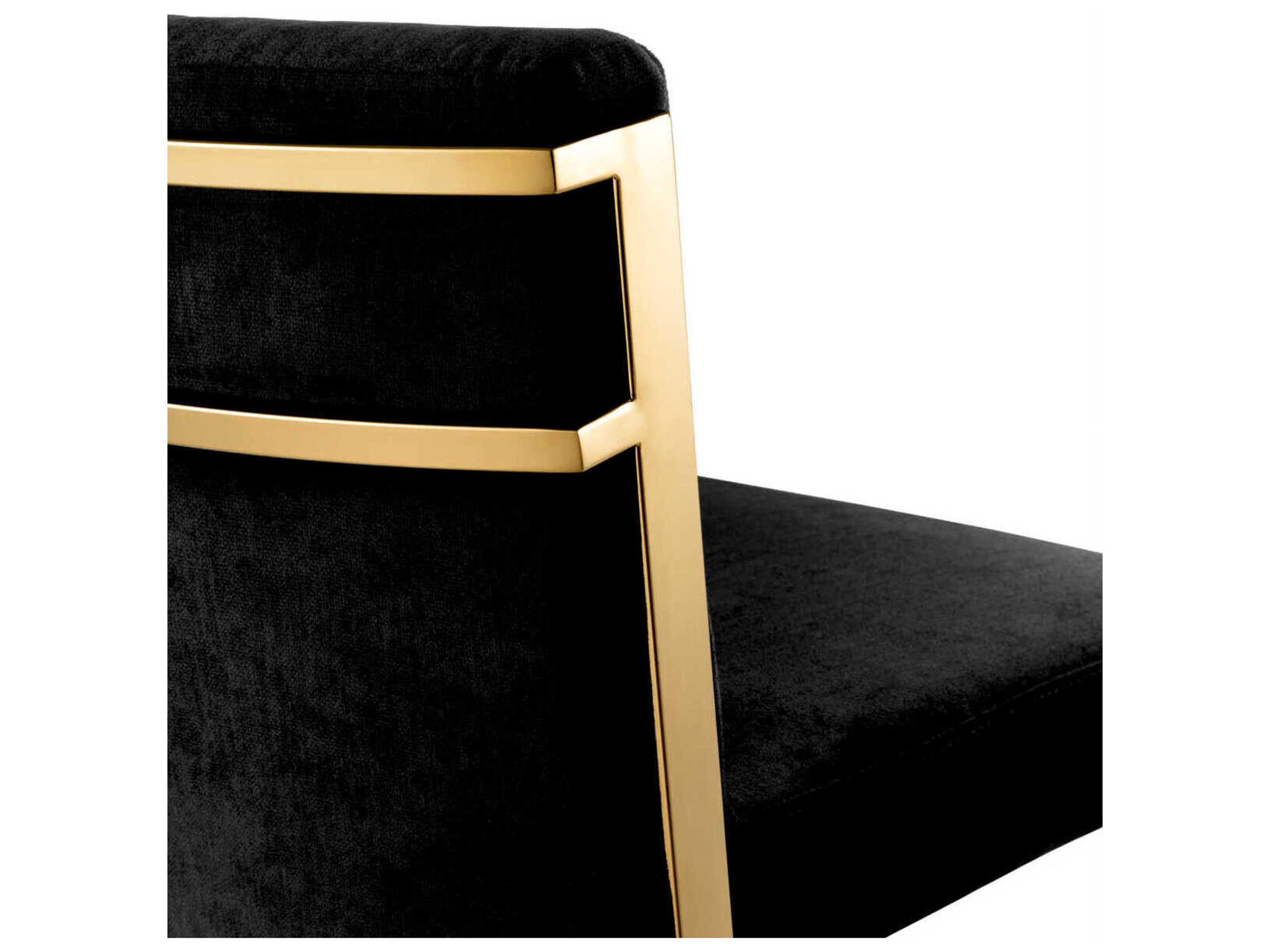 Eichholtz Scott Gold Black Velvet Upholstered Counter Stool