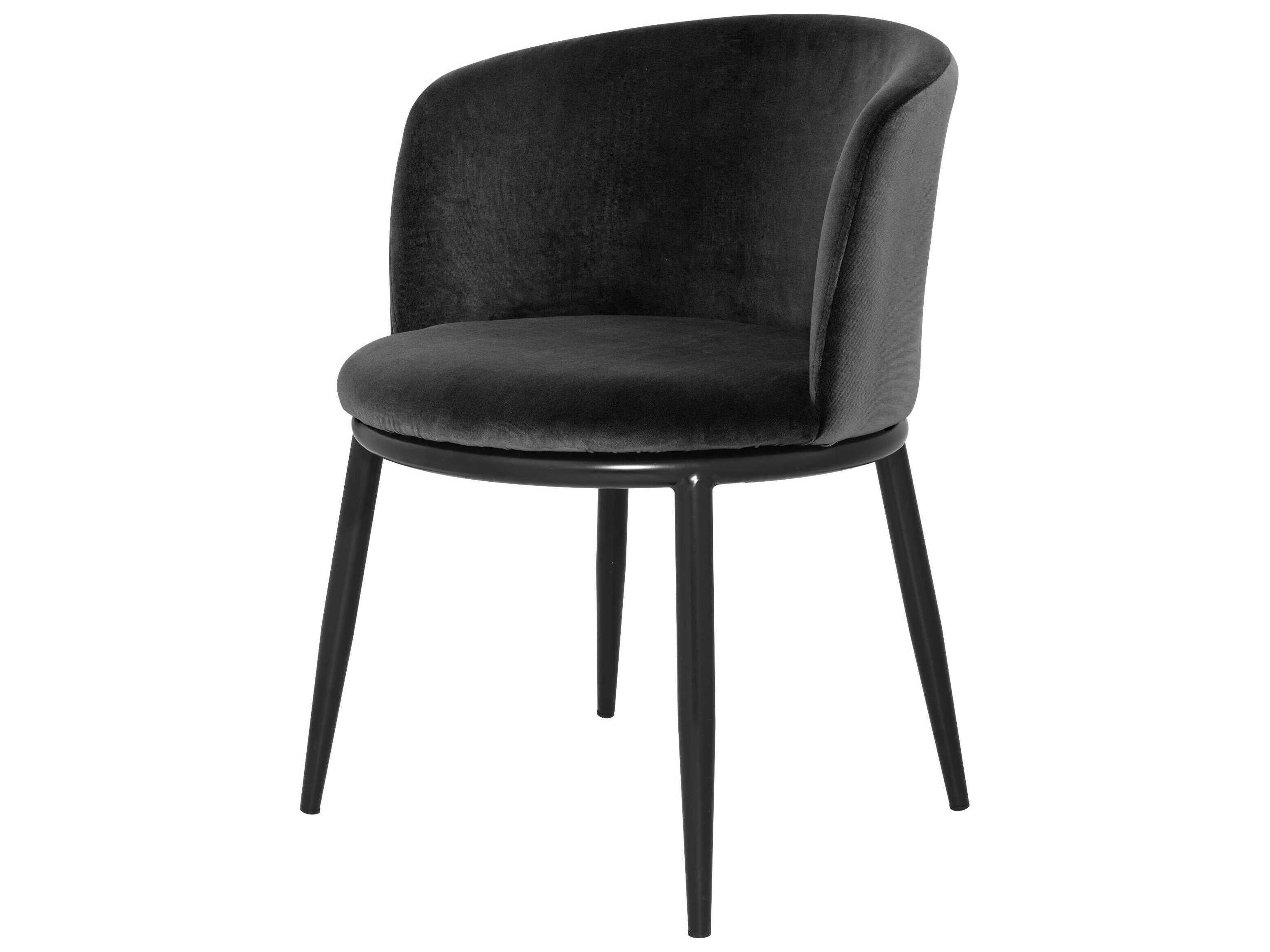 Eichholtz Filmore Black Upholstered Arm Dining Chair Set of 2