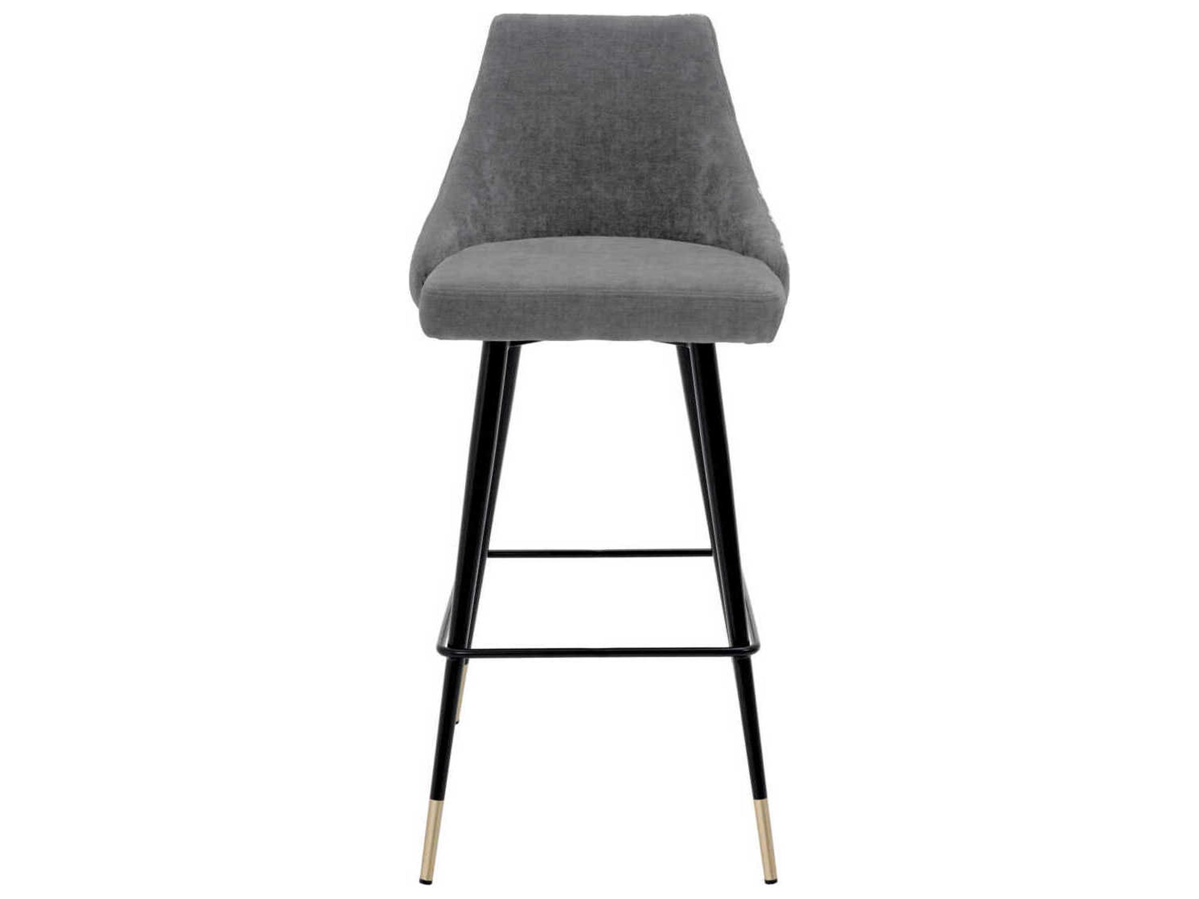 Eichholtz Cedro Clarck Grey Black & Brass Legs Upholstered Bar Stool