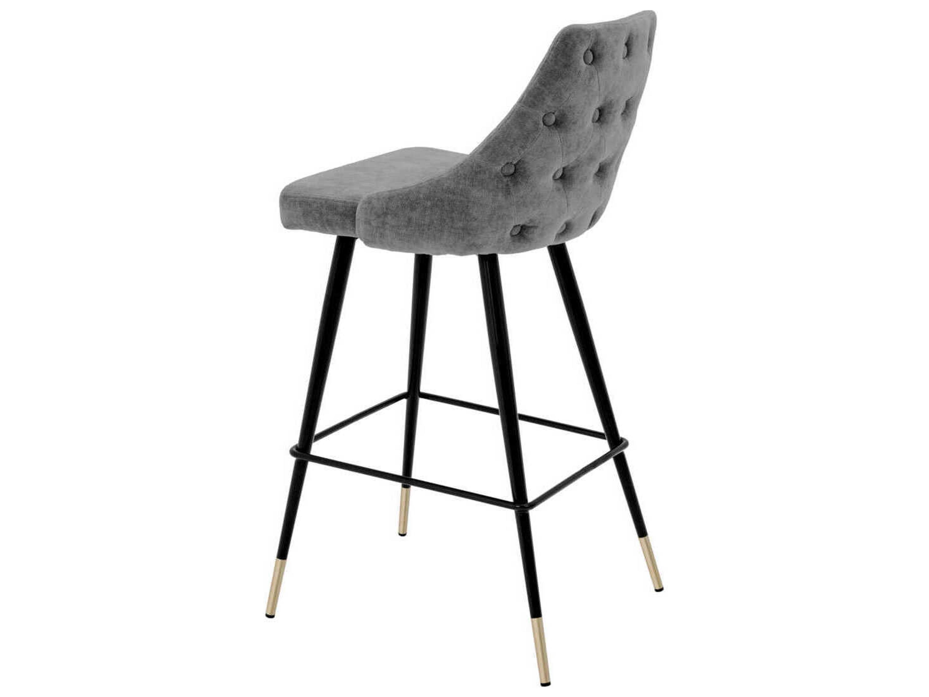 Eichholtz Cedro Clarck Grey Black & Brass Legs Upholstered Bar Stool