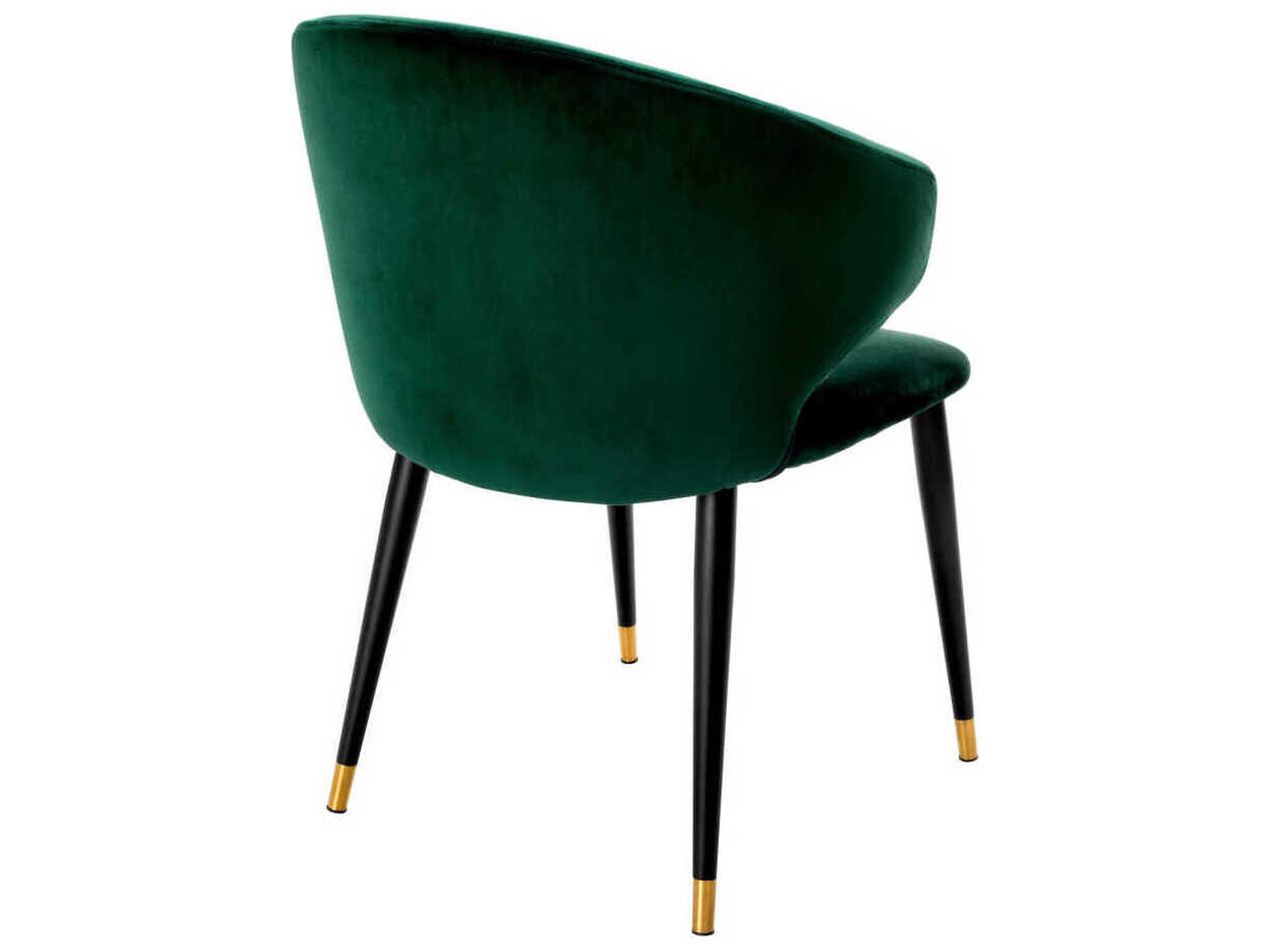 Eichholtz Volante Green Velvet Upholstered Arm Dining Chair