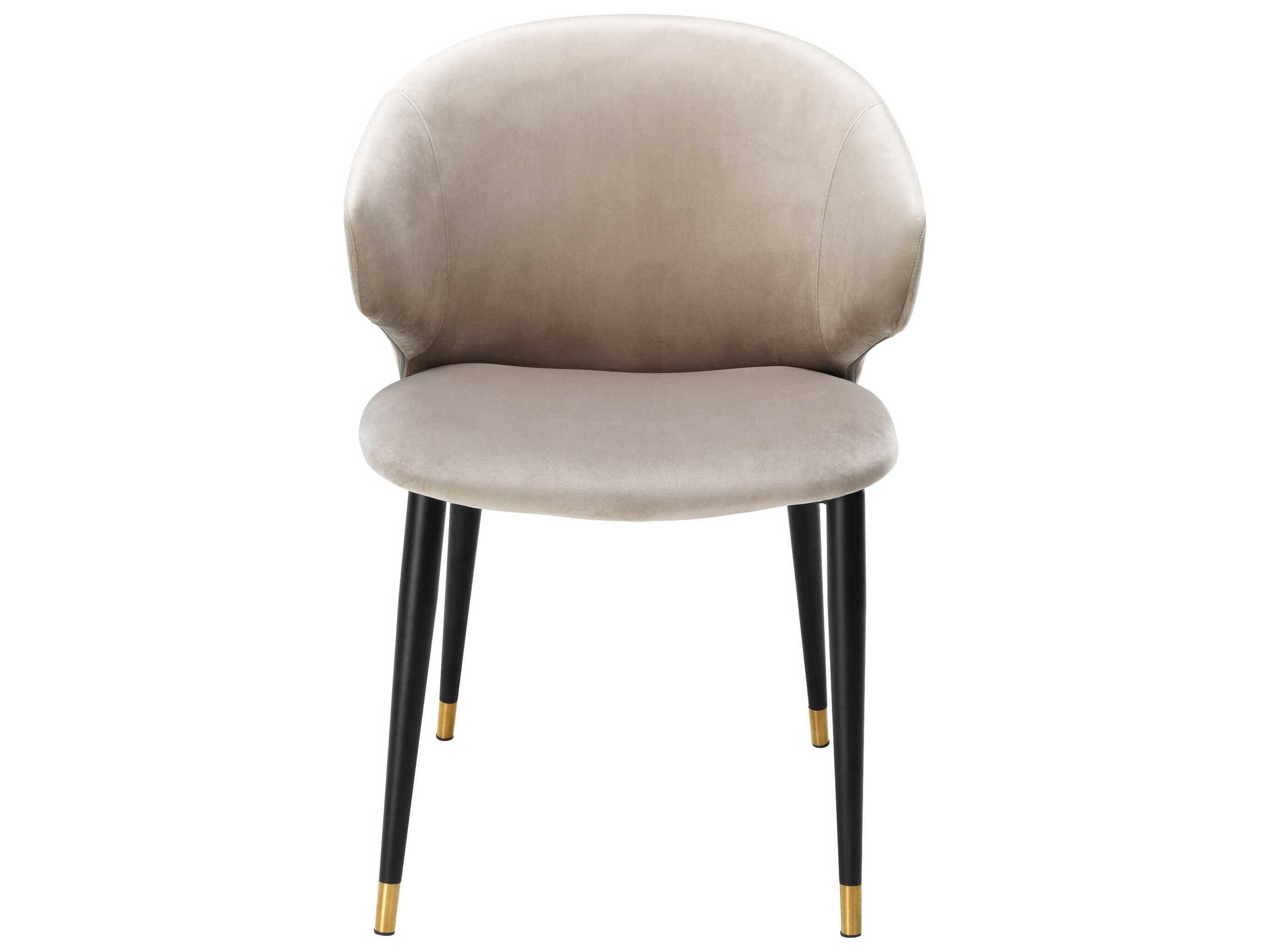 Eichholtz Volante Black Velvet Upholstered Arm Dining Chair