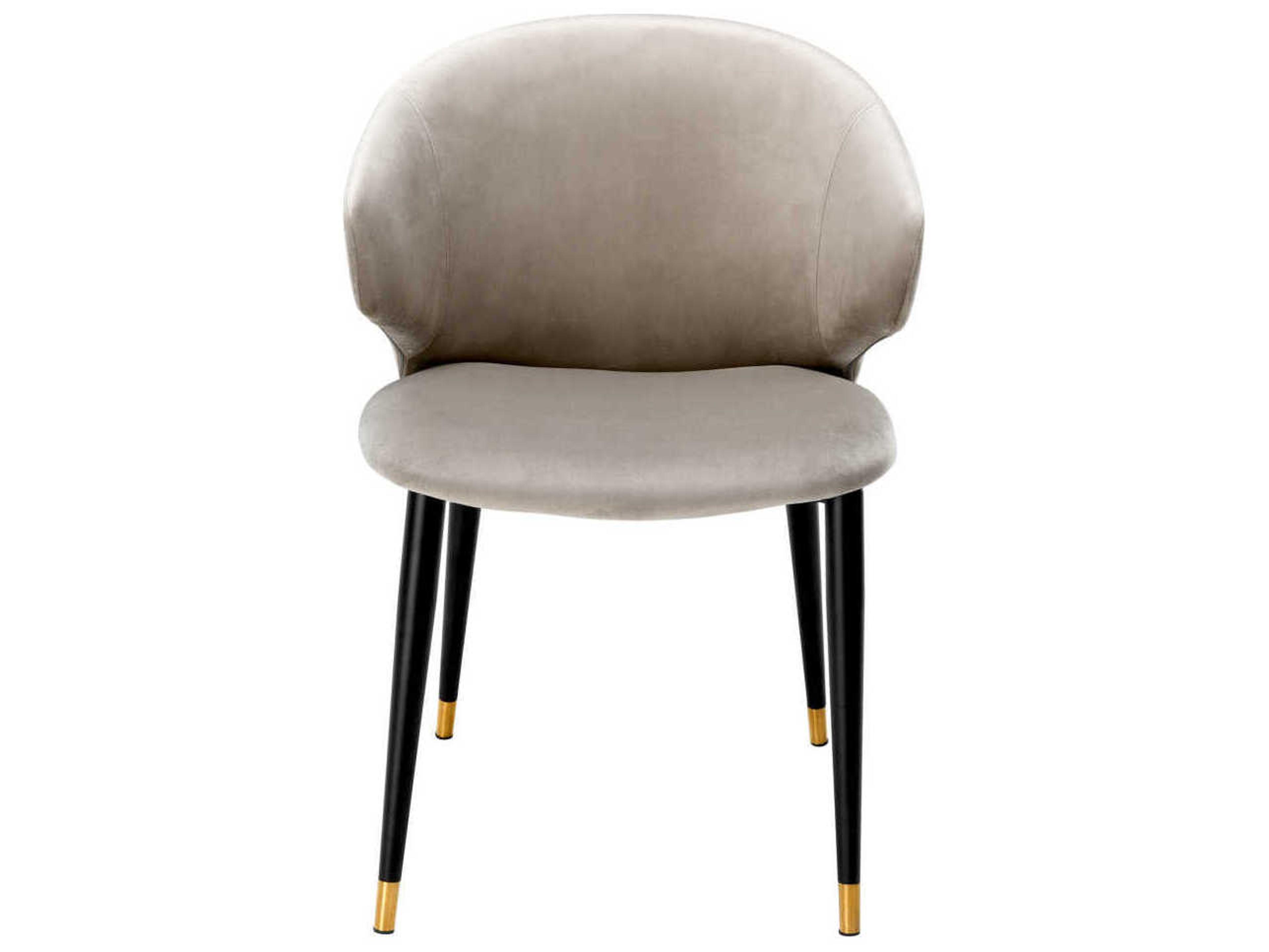 Eichholtz Volante Black Velvet Upholstered Arm Dining Chair