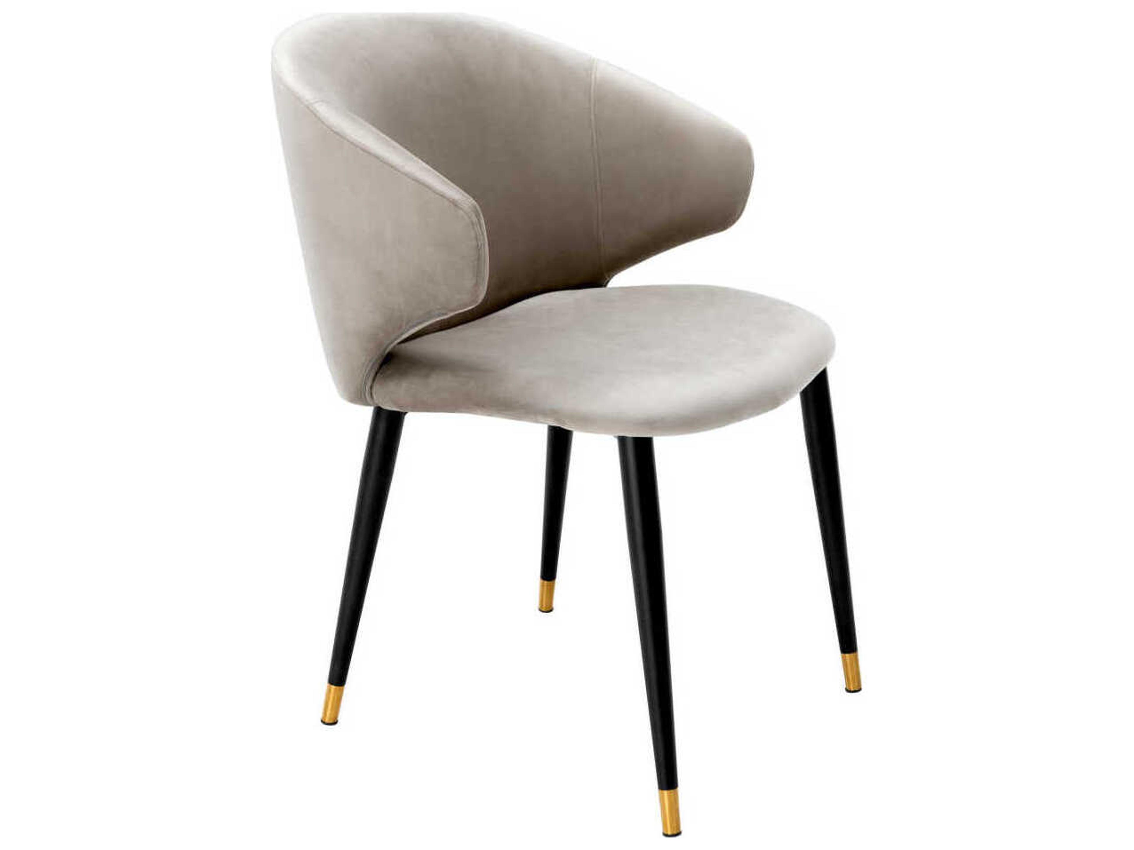 Eichholtz Volante Black Velvet Upholstered Arm Dining Chair