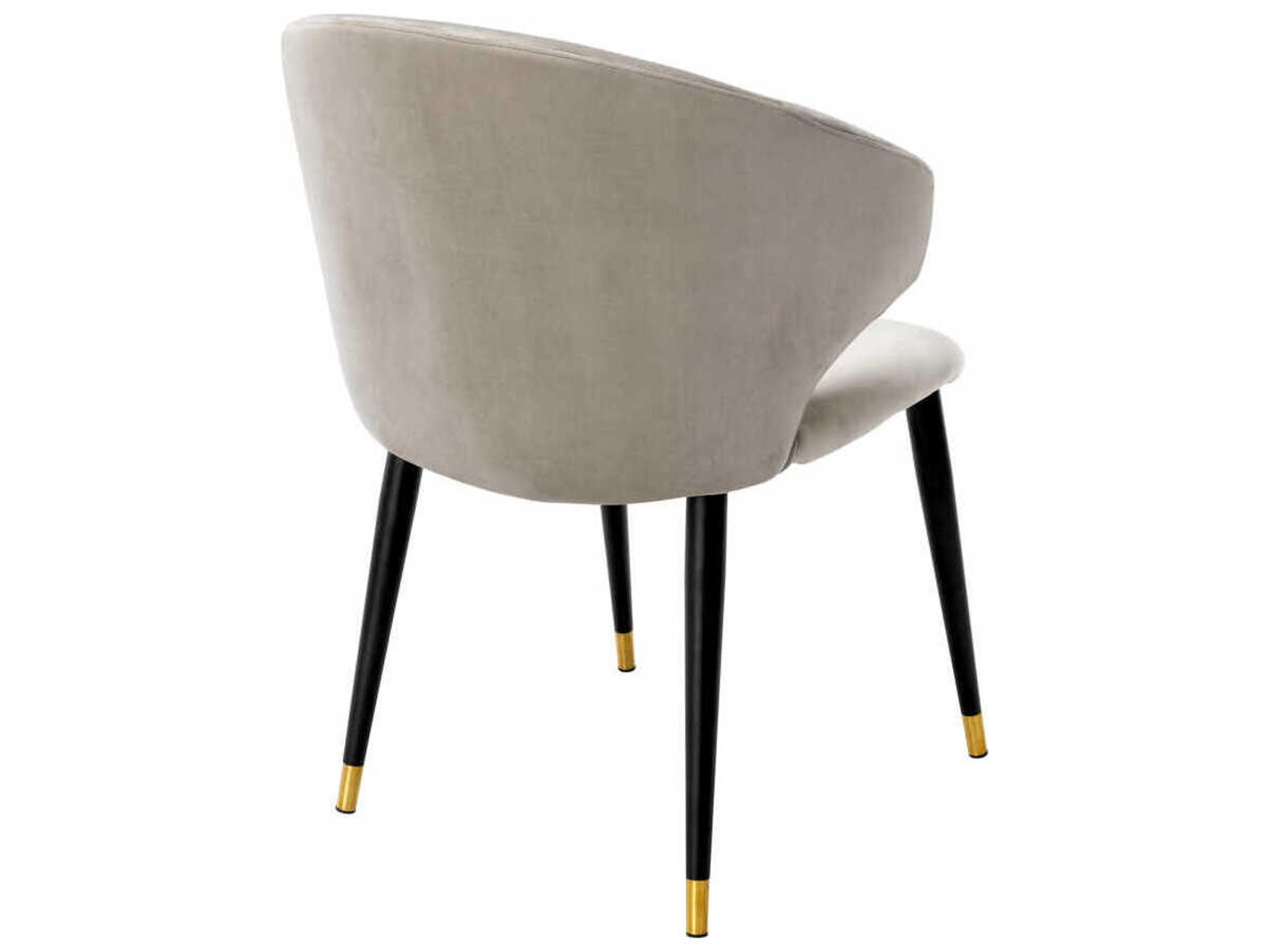 Eichholtz Volante Black Velvet Upholstered Arm Dining Chair