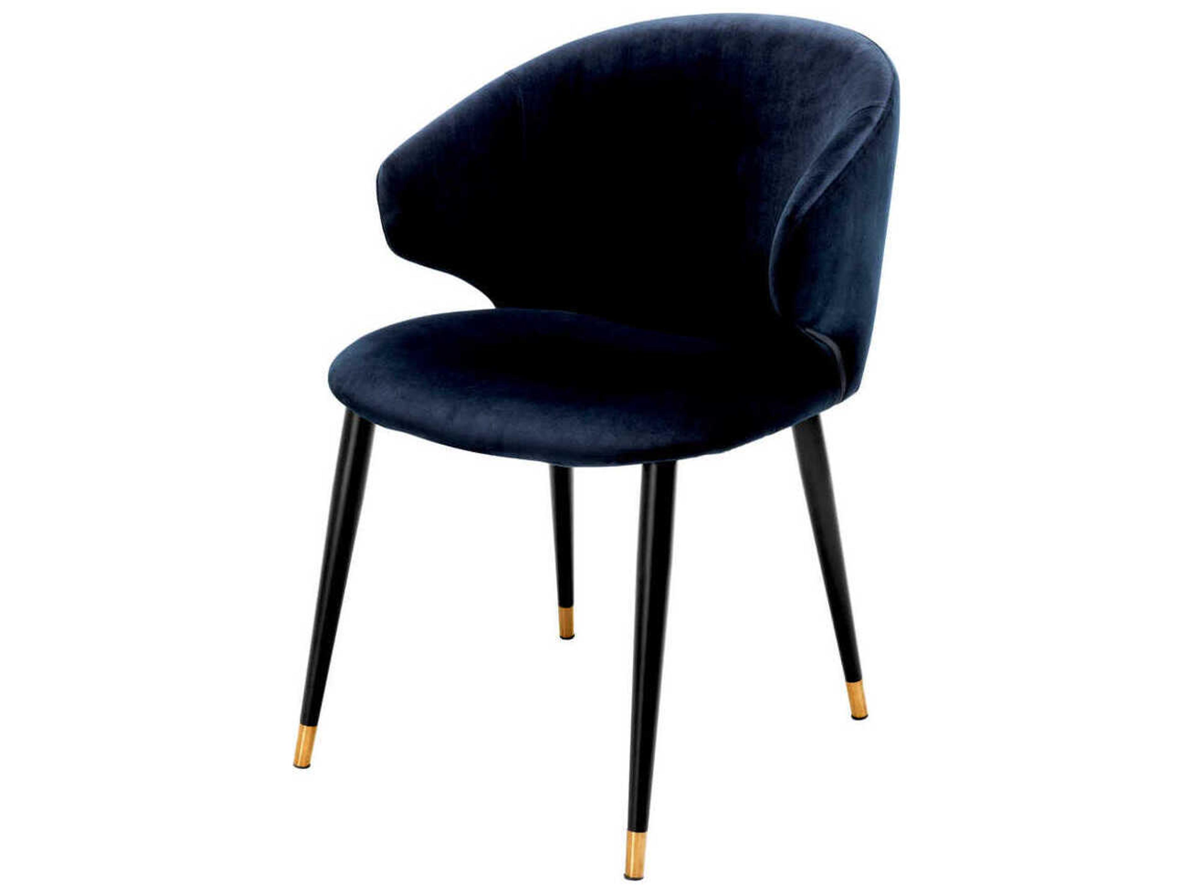 Volante Black Velvet Upholstered Arm Dining Chair