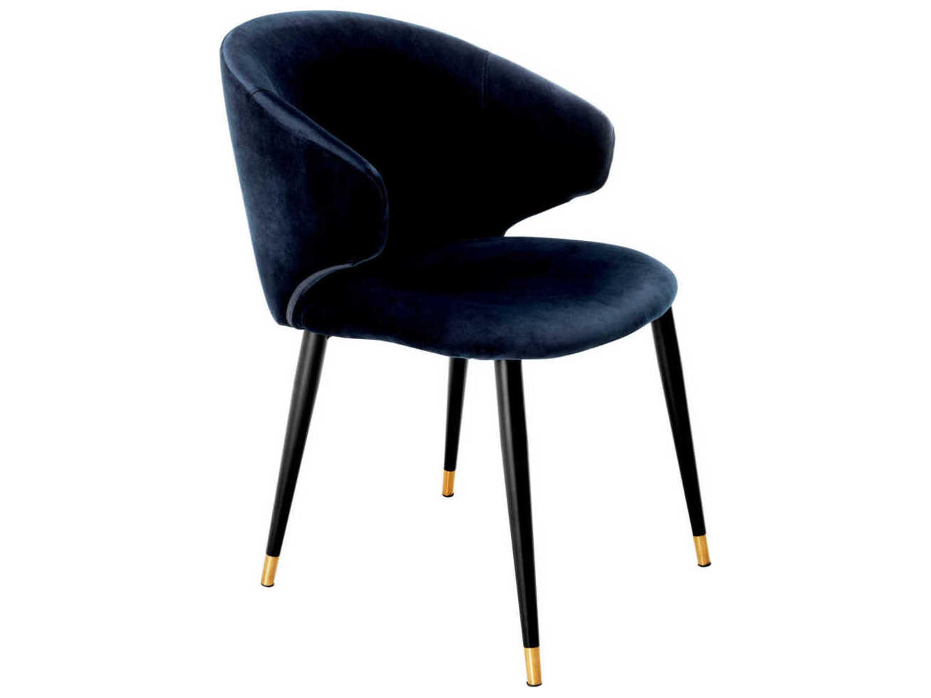 Eichholtz Volante Black Velvet Upholstered Arm Dining Chair