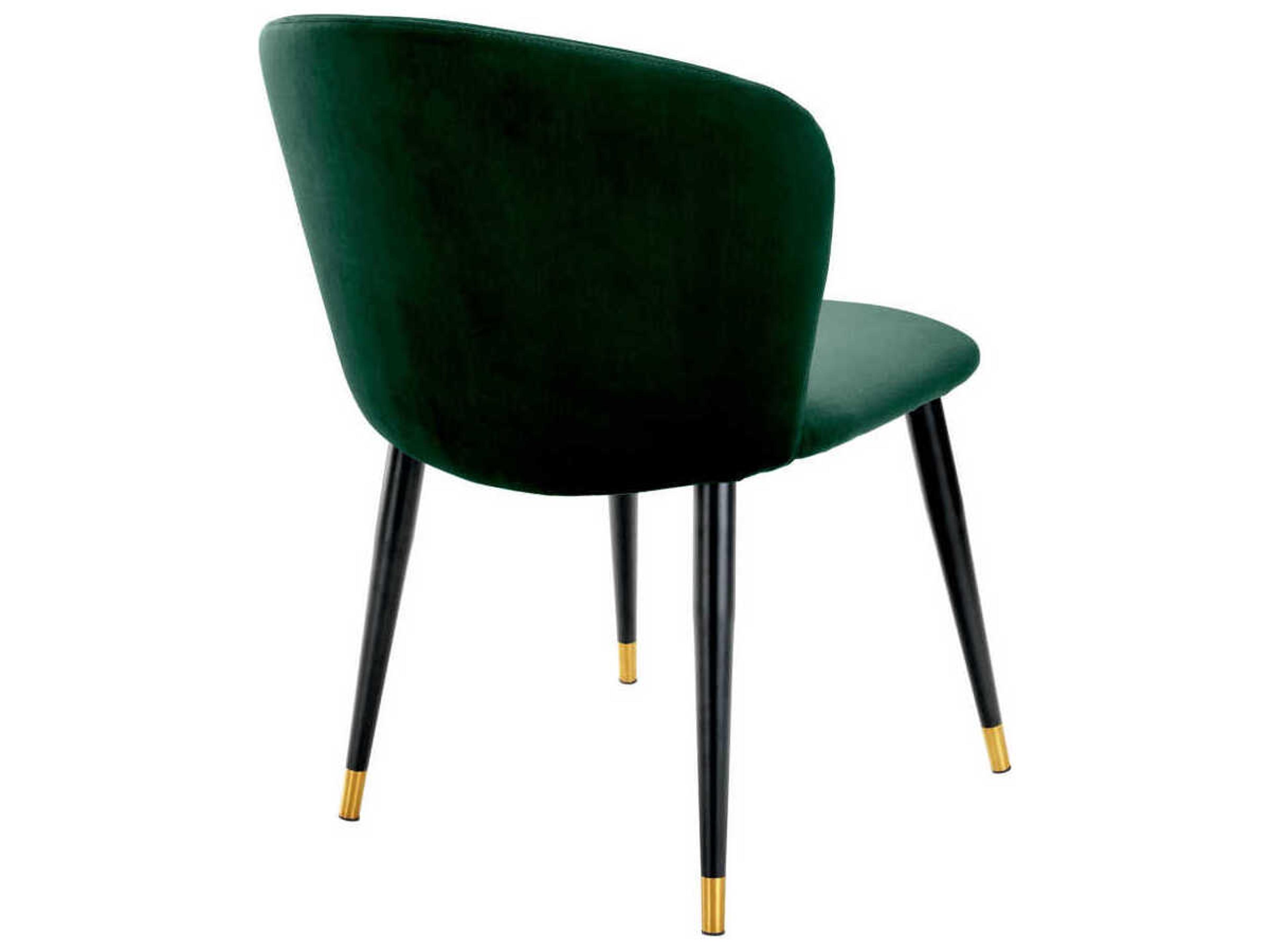 Eichholtz Volante Green Velvet Upholstered Armless Dining Chair