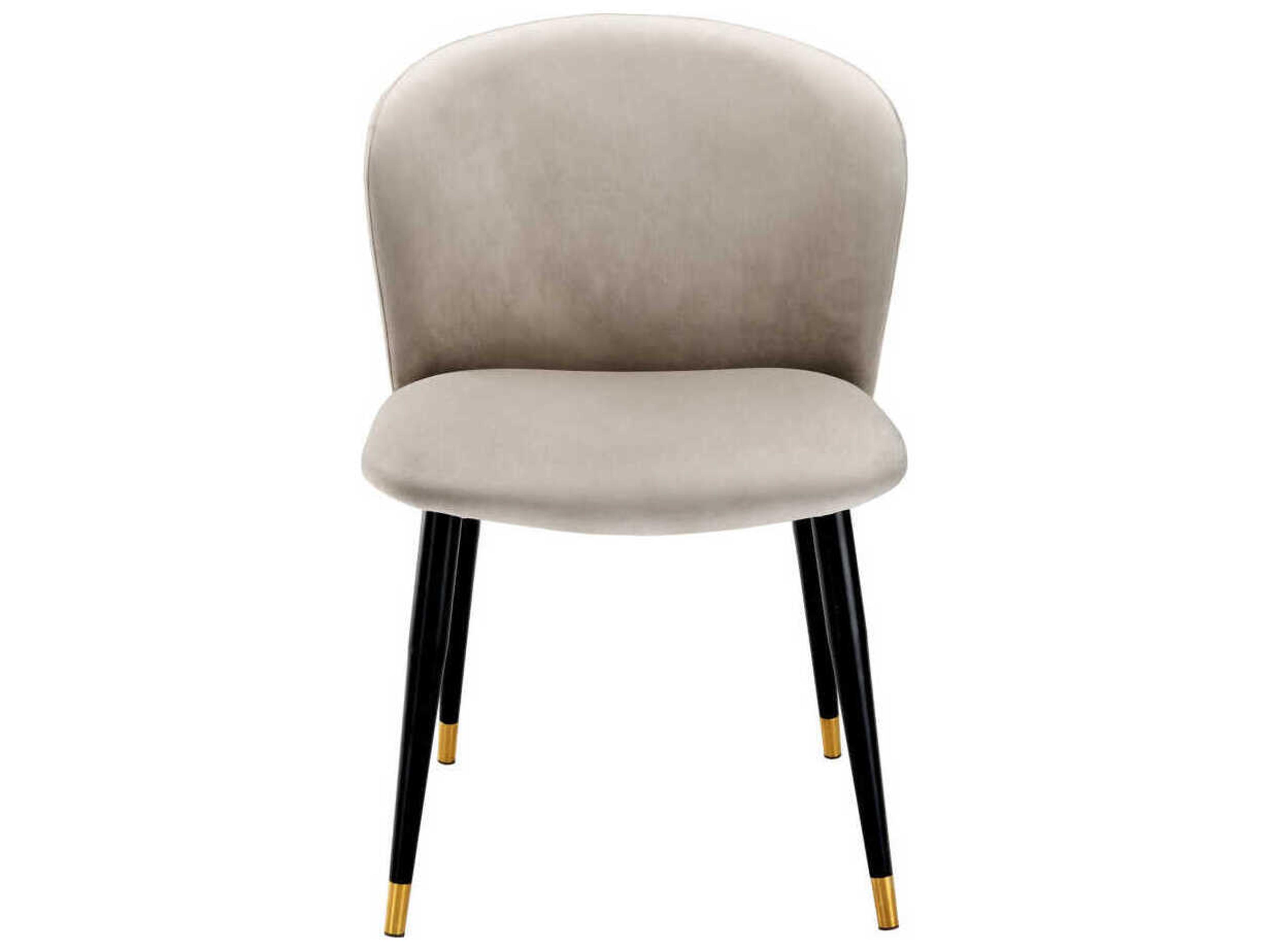 Eichholtz Volante Black Velvet Upholstered Armless Dining Chair