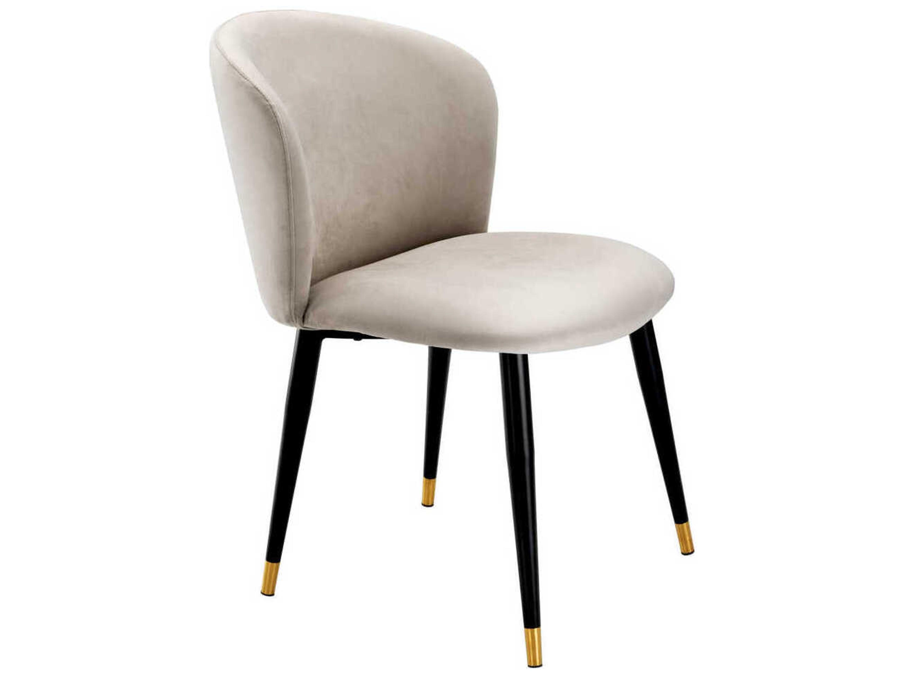 Eichholtz Volante Black Velvet Upholstered Armless Dining Chair