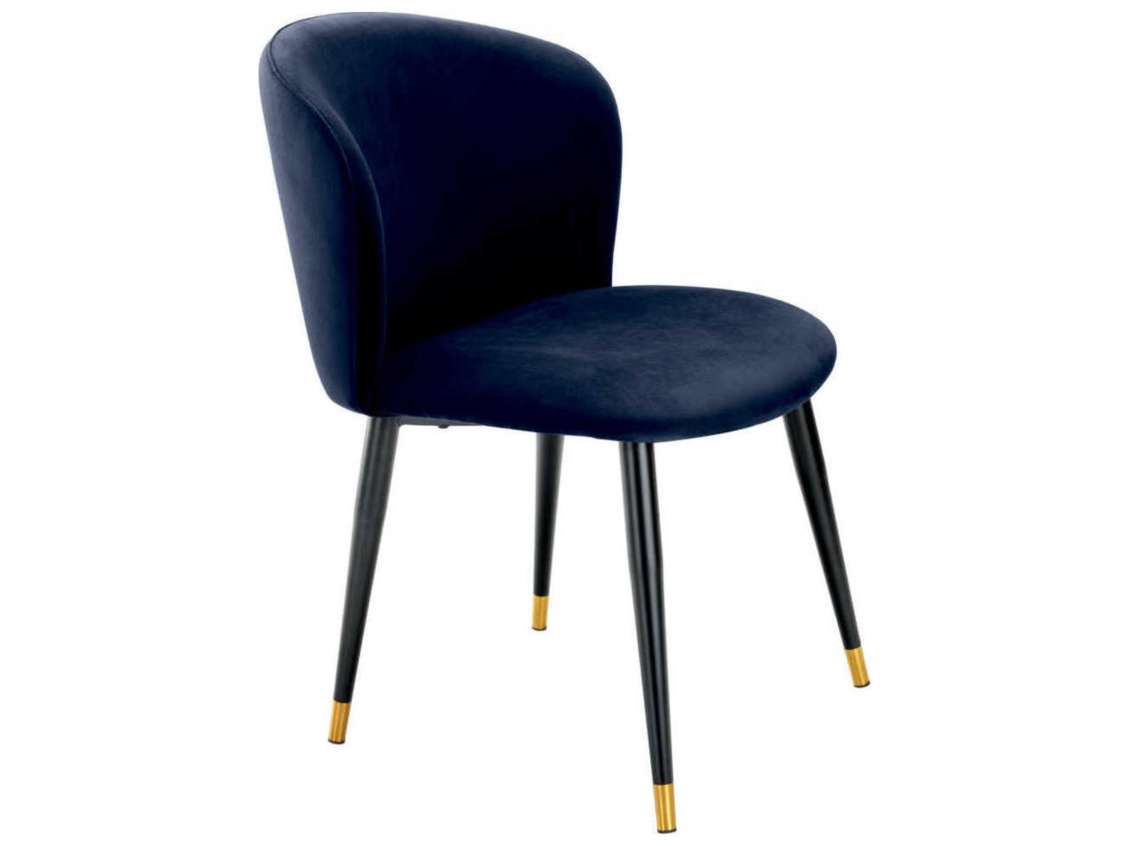 Eichholtz Volante Black Velvet Upholstered Armless Dining Chair