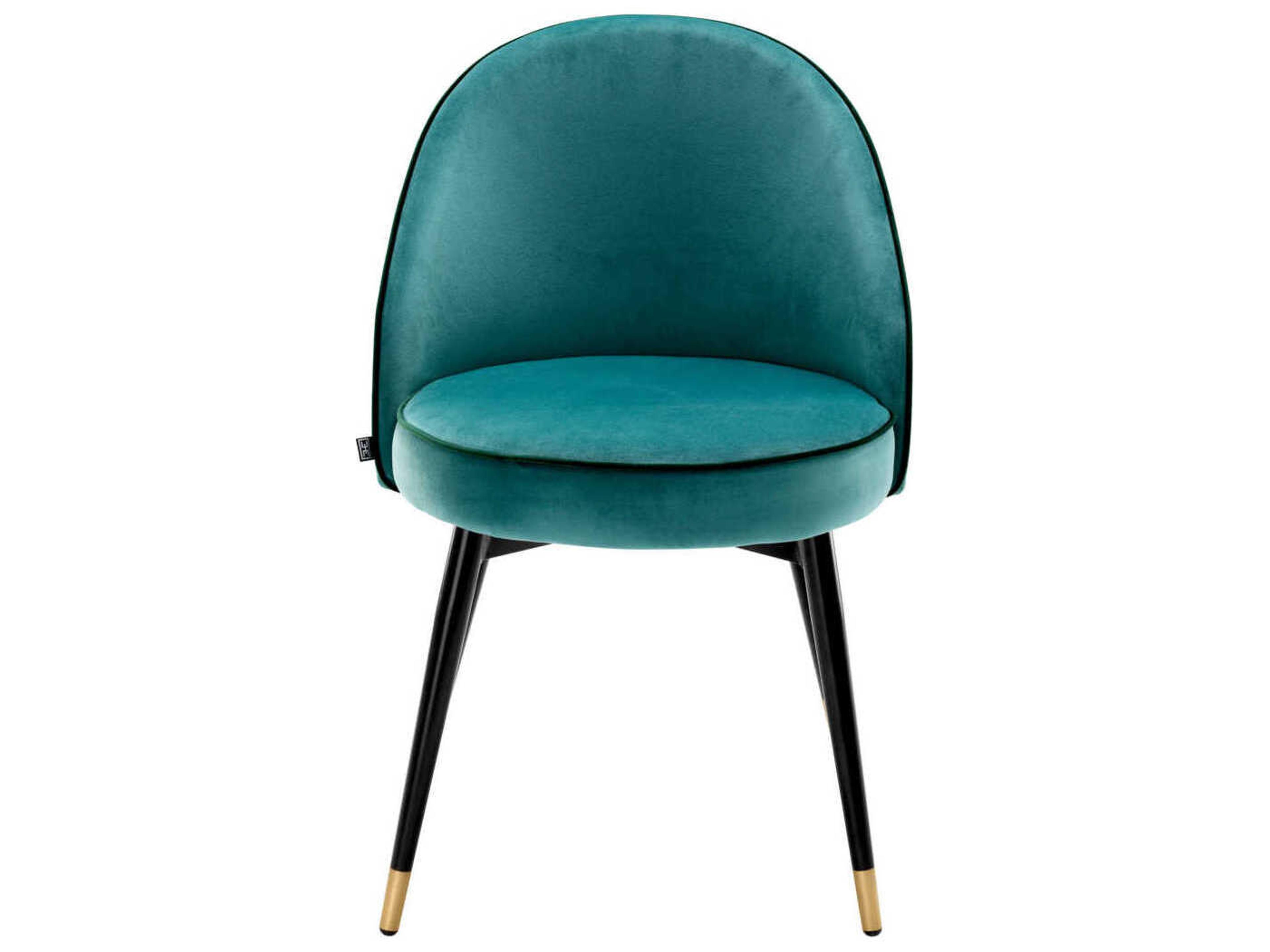 Eichholtz Cooper Black Velvet Upholstered Armless Dining Chair Set of 2