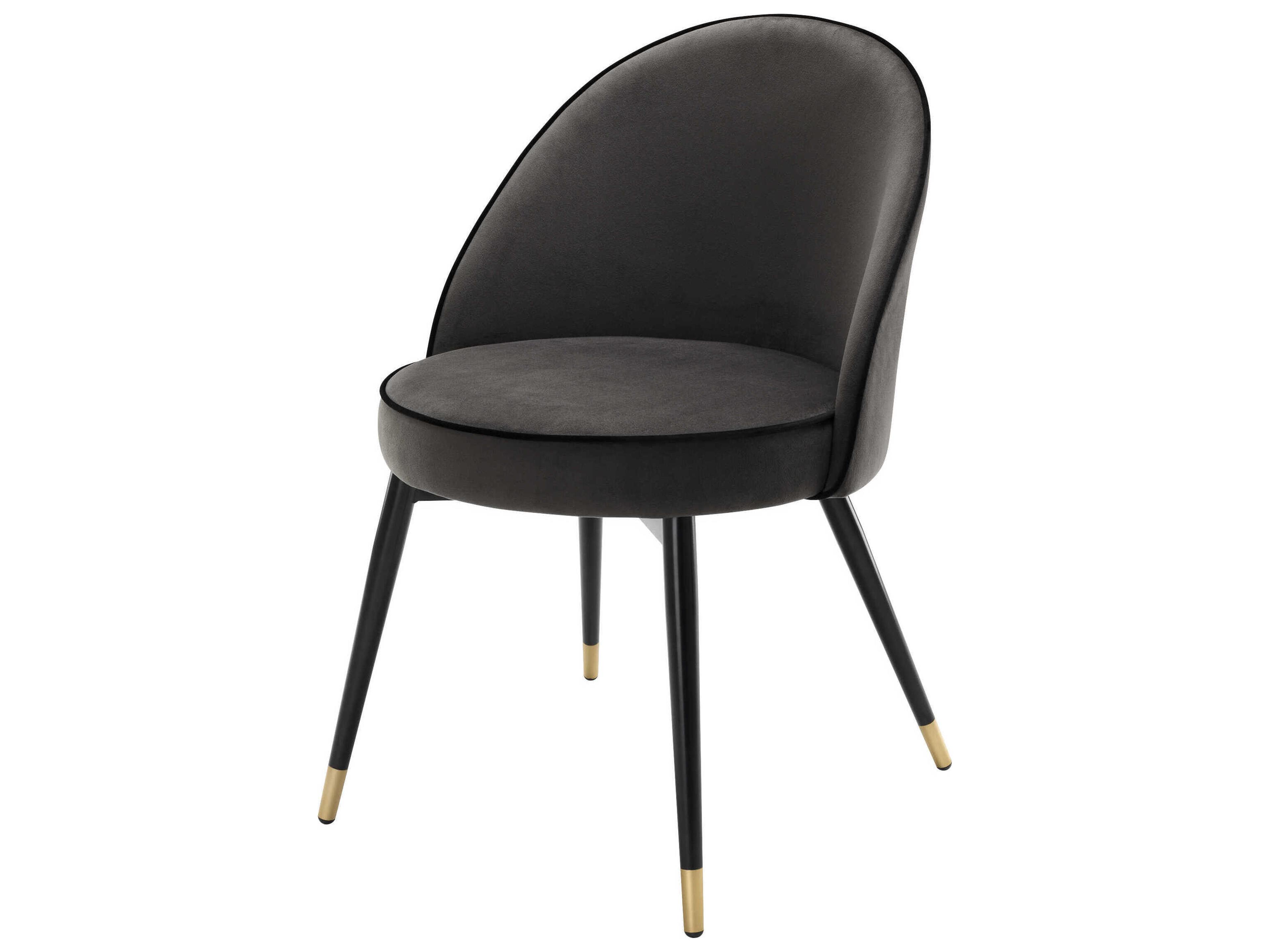 Eichholtz Cooper Black Velvet Upholstered Armless Dining Chair Set of 2