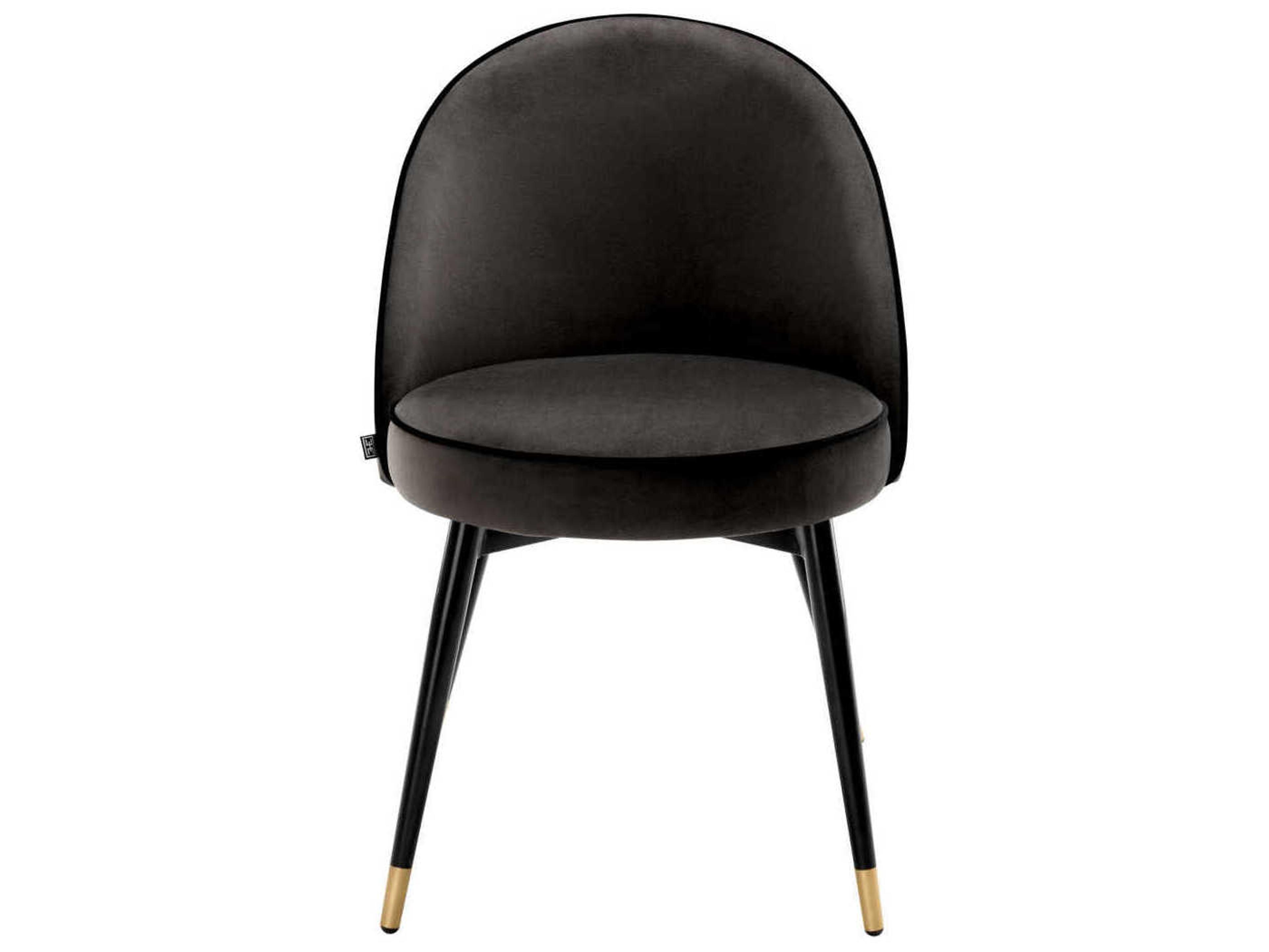 Eichholtz Cooper Black Velvet Upholstered Armless Dining Chair Set of 2