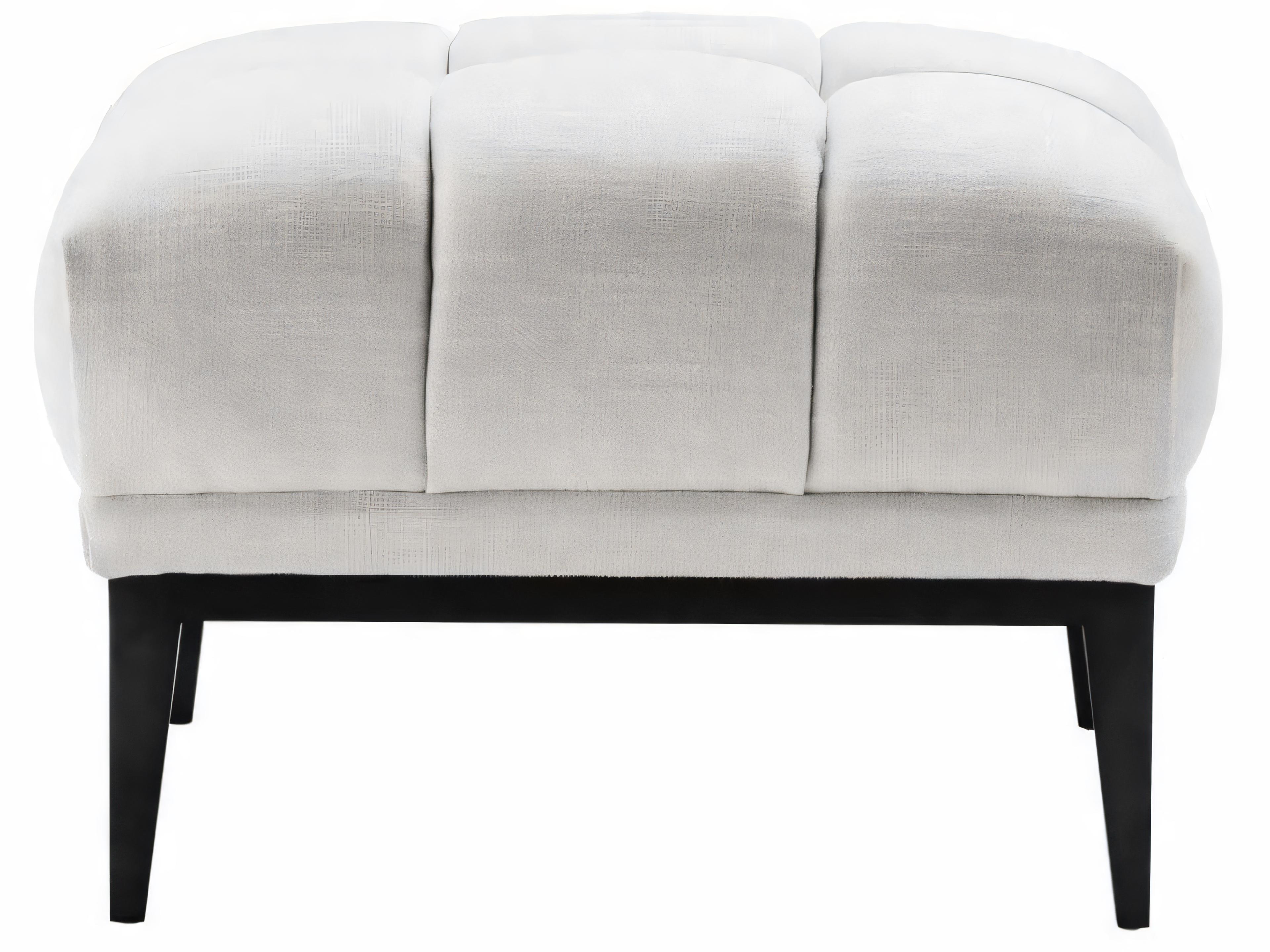 Eichholtz Aurelio Avalon White Gunmetal Base Cream Upholstered Ottoman