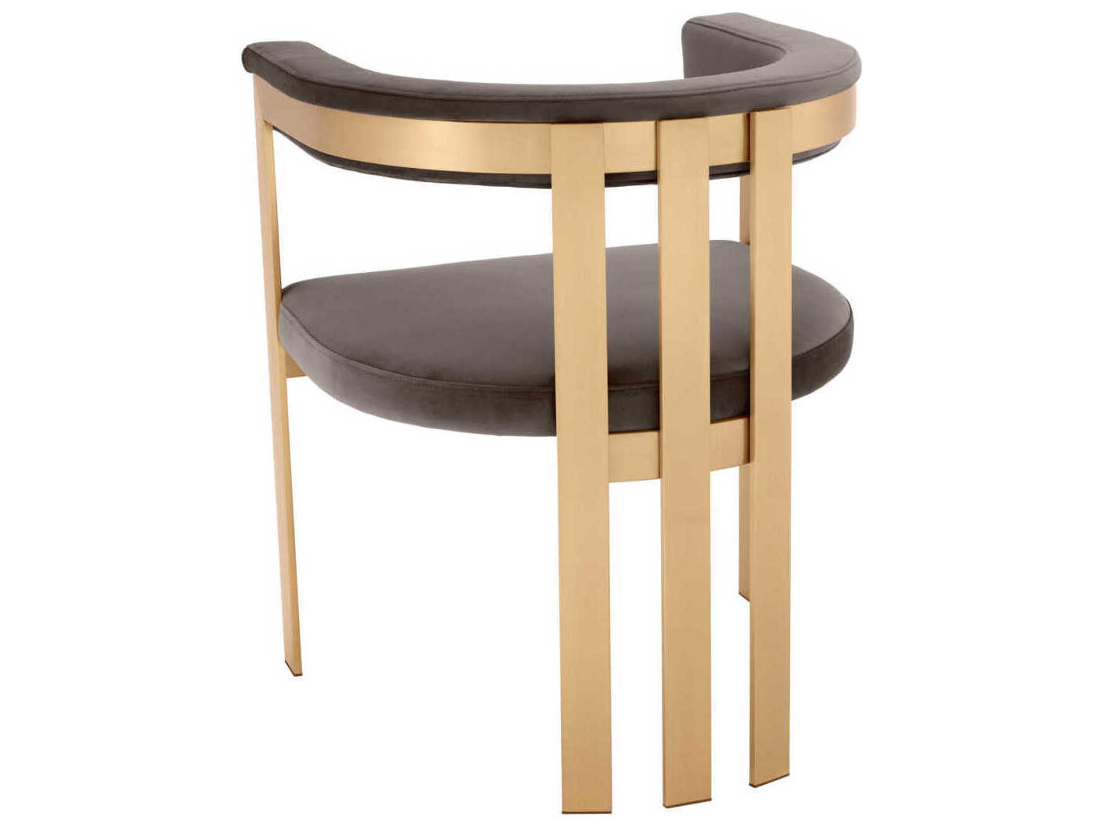 Eichholtz Clubhouse Gold Velvet Upholstered Arm Dining Chair
