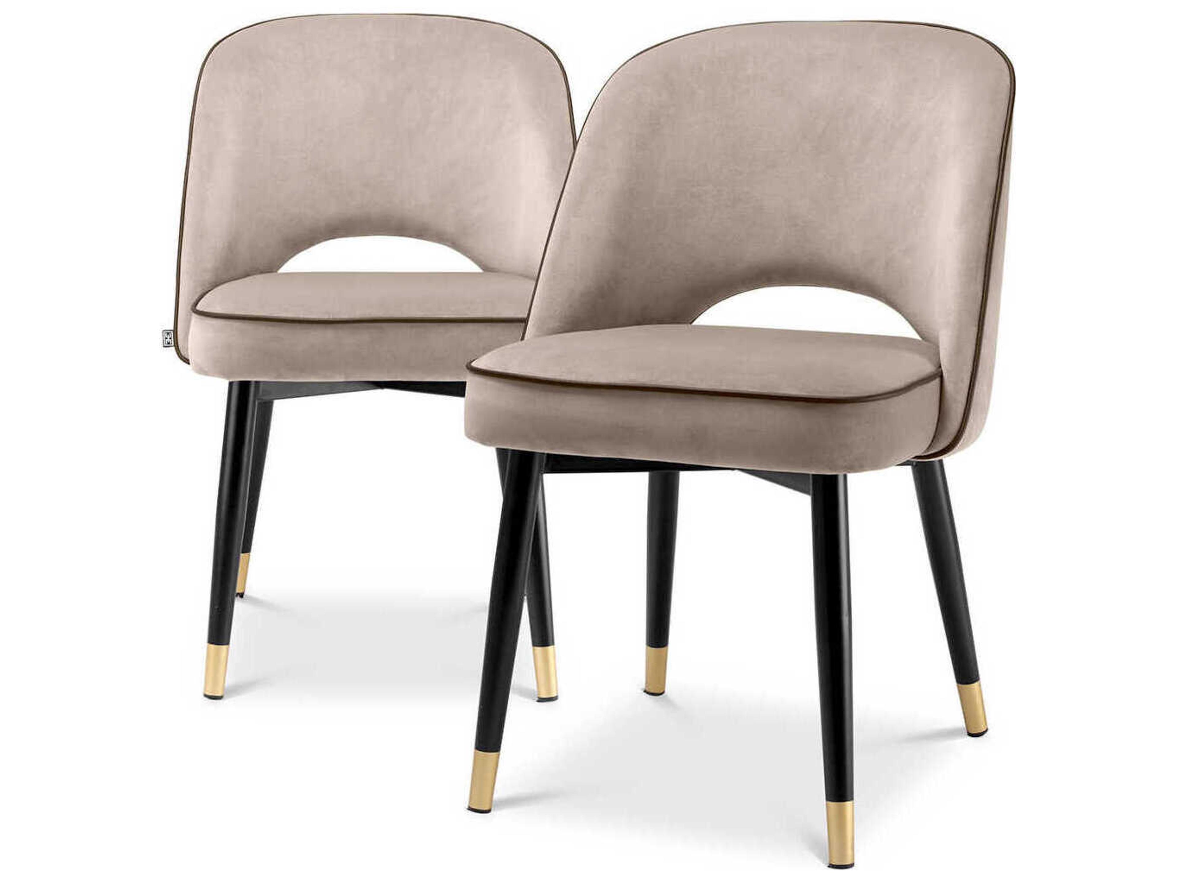 Cliff Dining Chair Savona Greige Velvet Mid-Century Modern