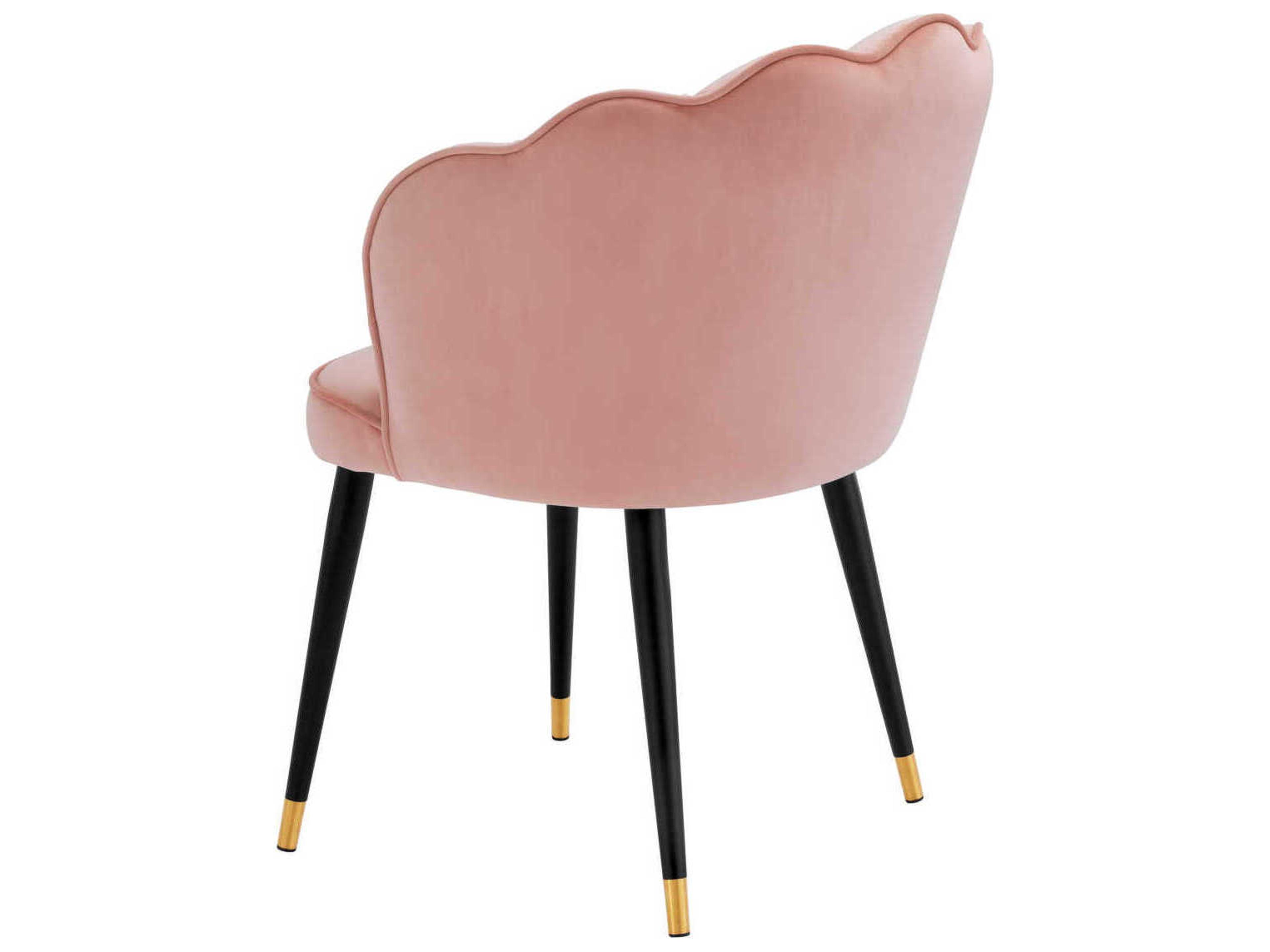 Eichholtz Bristol Pink Velvet Upholstered Arm Dining Chair