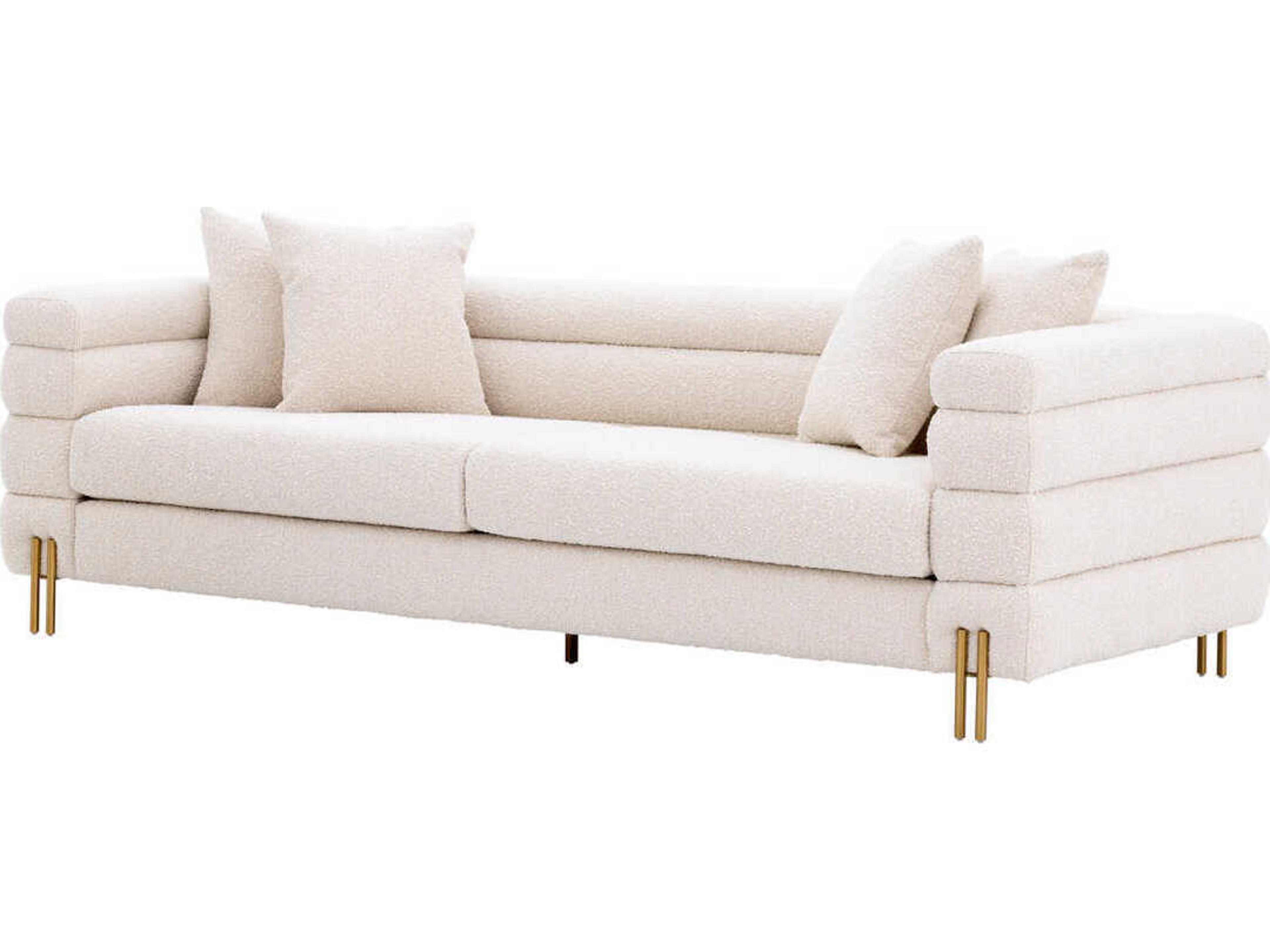 York Sofa in Bouclé Cream with Brushed Brass Legs
