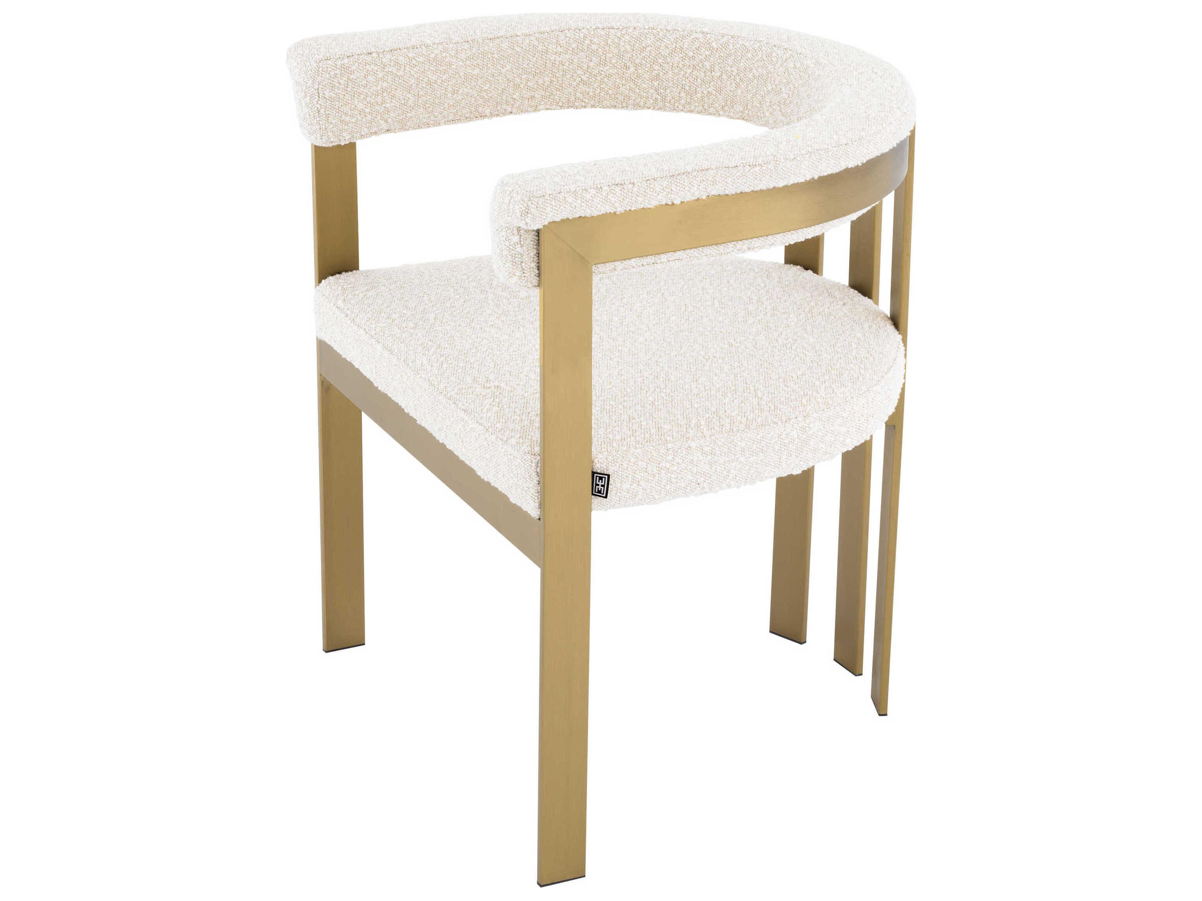 Eichholtz Clubhouse Gold Upholstered Arm Dining Chair
