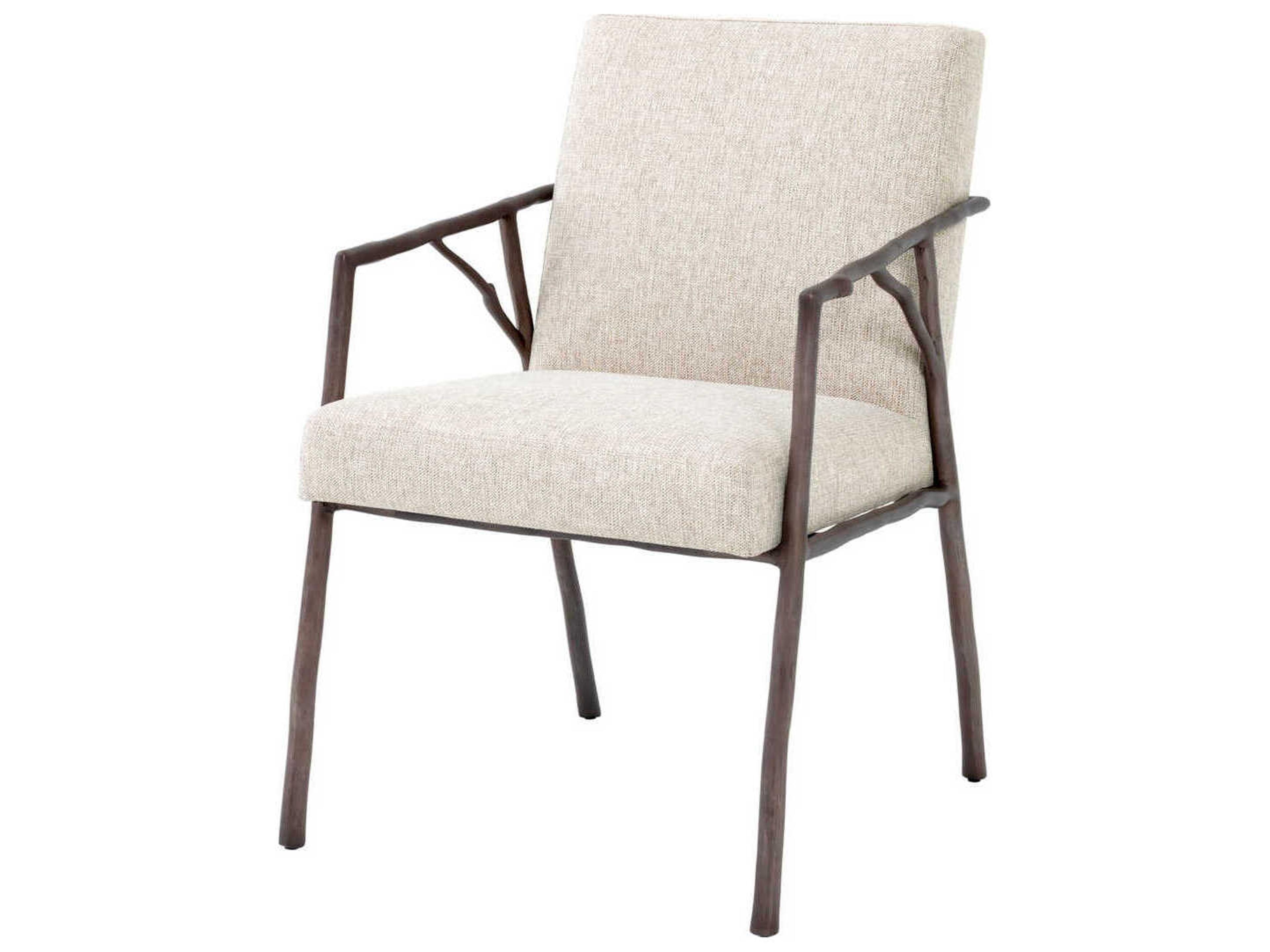 Antico Bronze Upholstered Arm Dining Chair