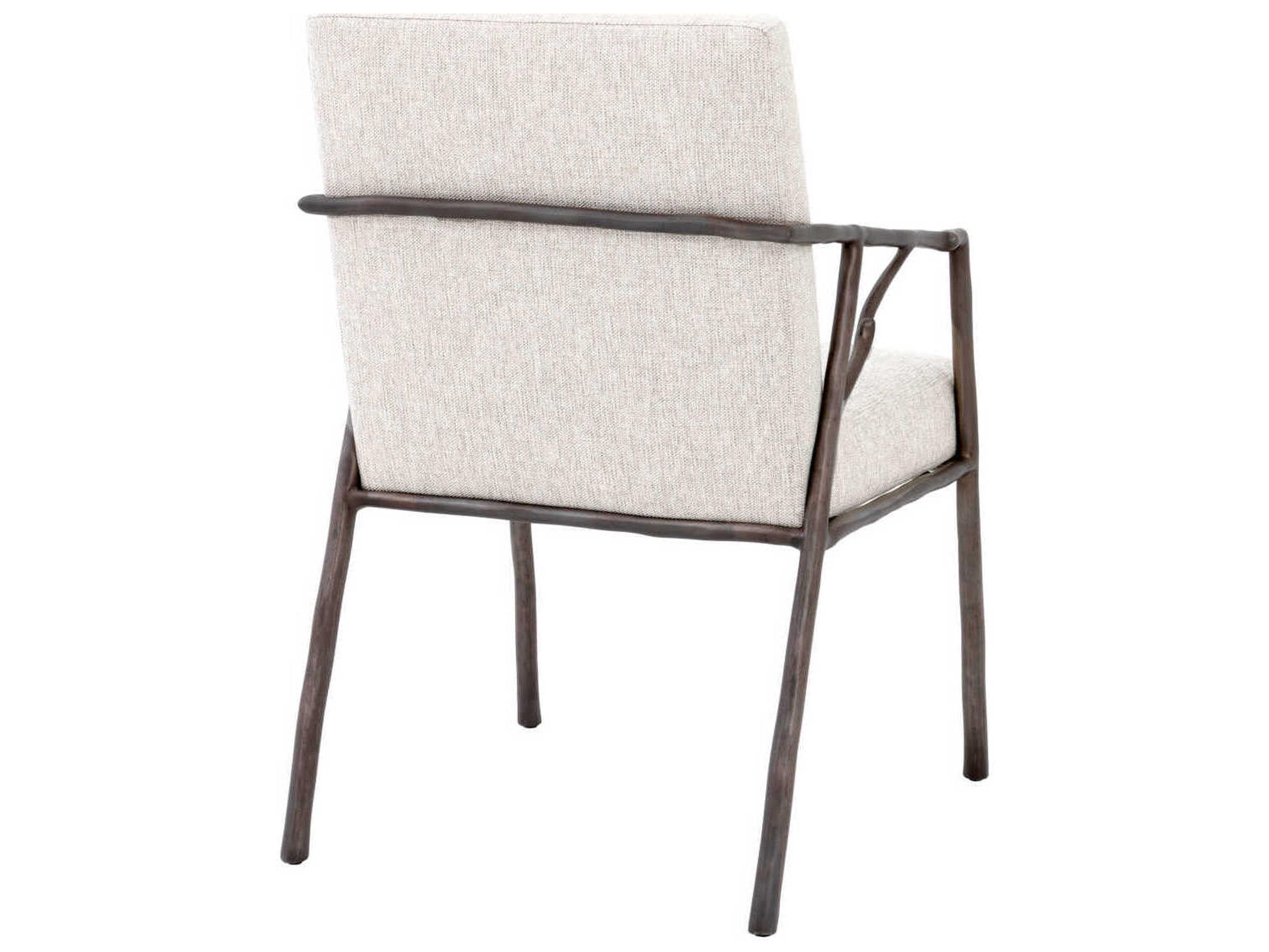 Eichholtz Antico Bronze Upholstered Arm Dining Chair