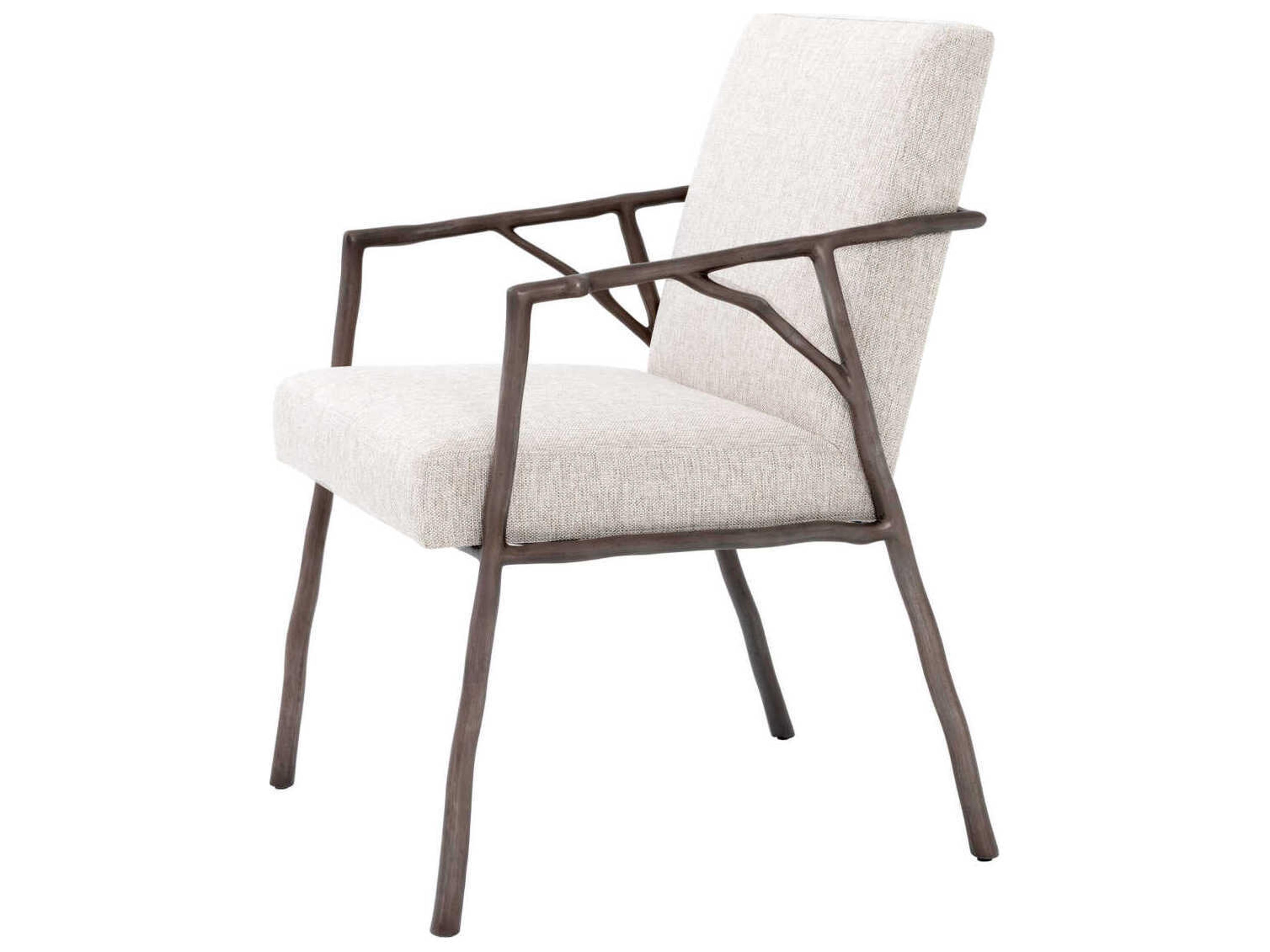 Eichholtz Antico Bronze Upholstered Arm Dining Chair