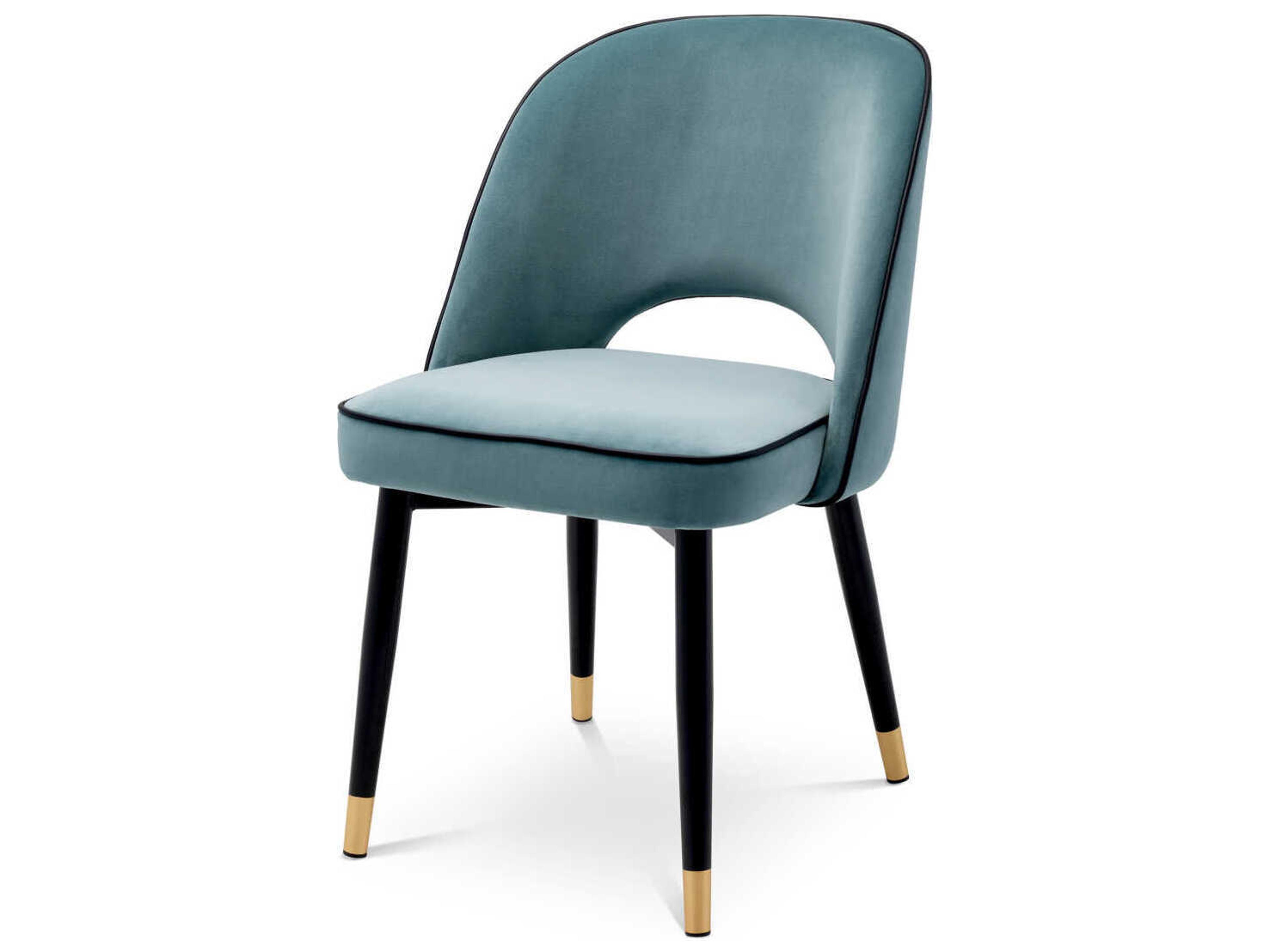 Eichholtz Cliff Blue Velvet Upholstered Armless Dining Chair Set of 2