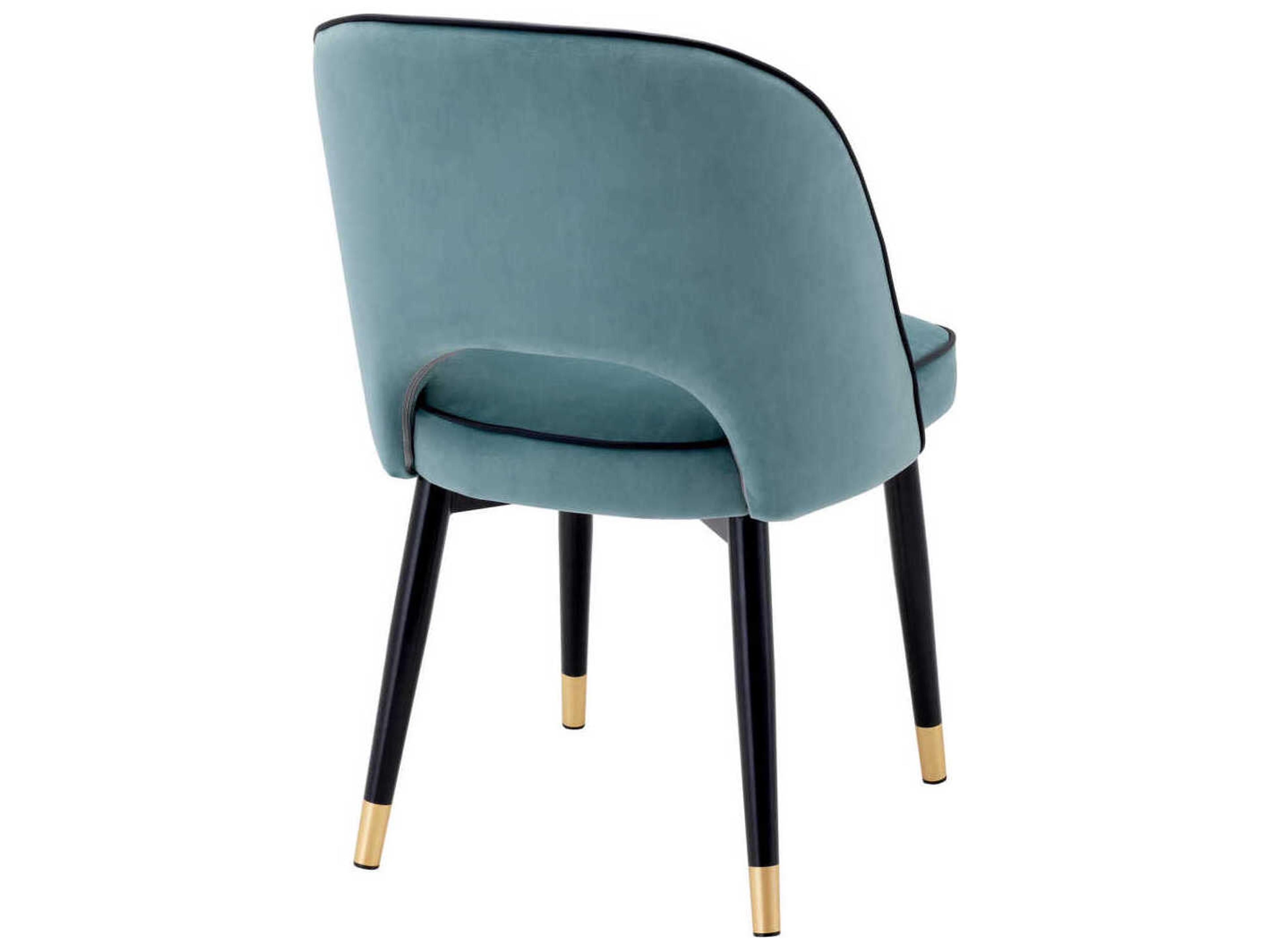 Eichholtz Cliff Blue Velvet Upholstered Armless Dining Chair Set of 2